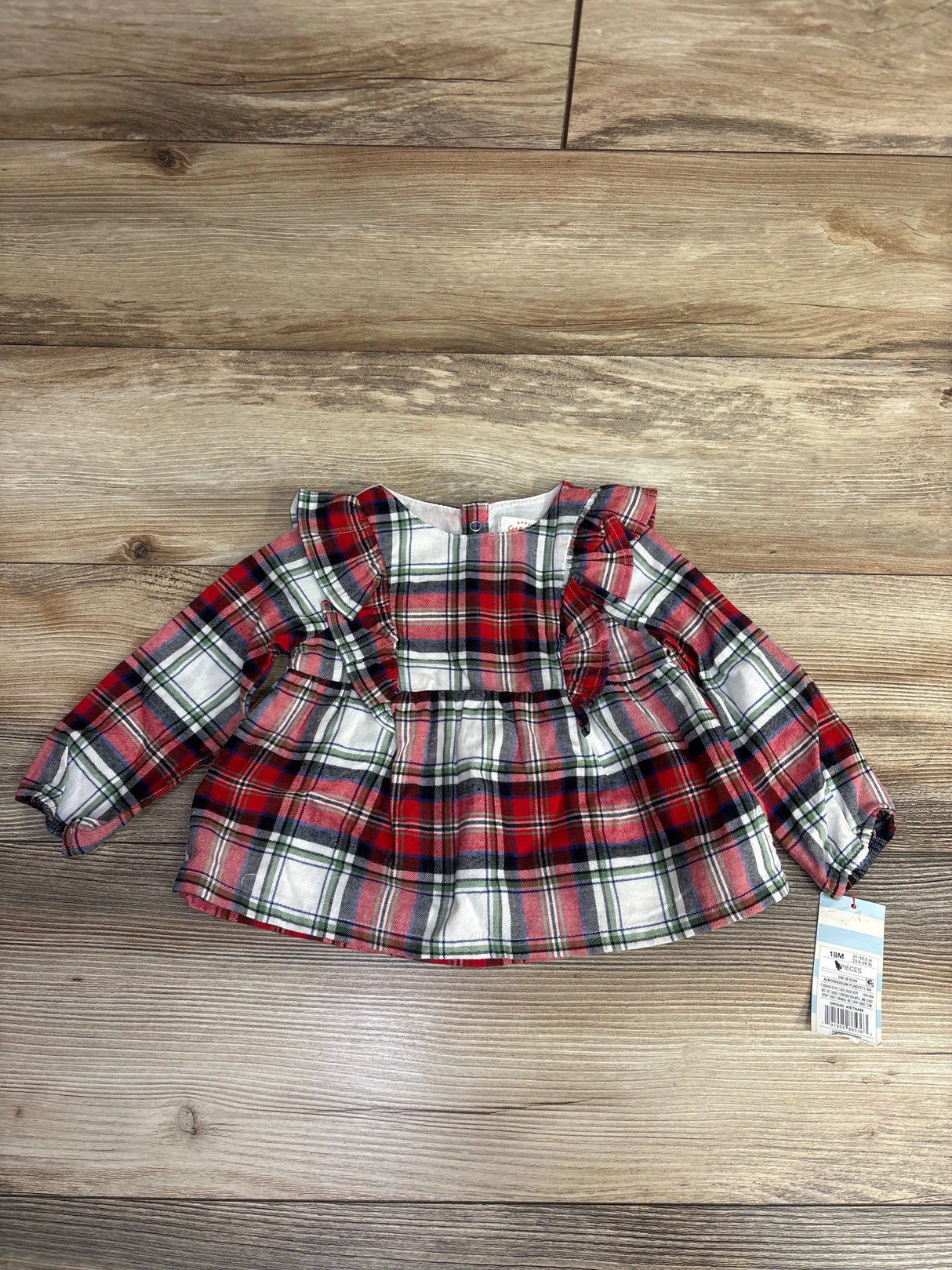 NEW Cat & Jack Plaid Ruffled Dress Red sz 18m