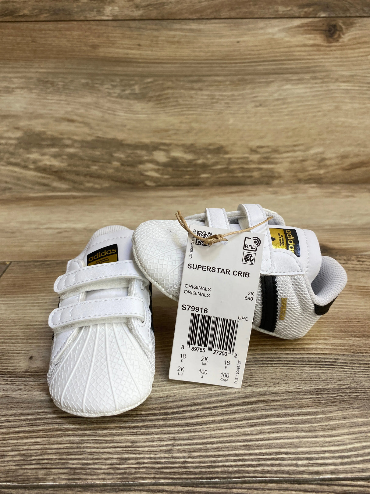 NEW Adidas Superstar Crib Shoes, White sz 2c