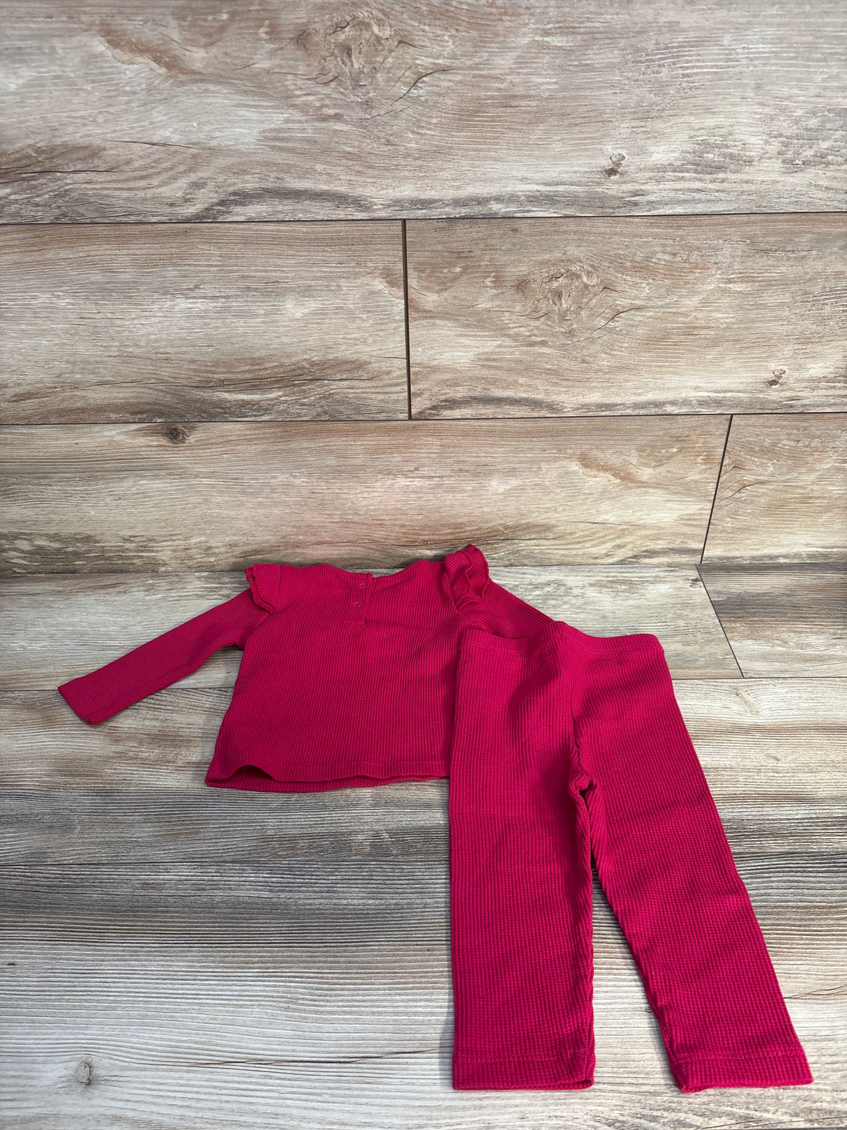 Koala Kids 2pc Thermal Ruffle Shirt % Pants Set Red sz 12m