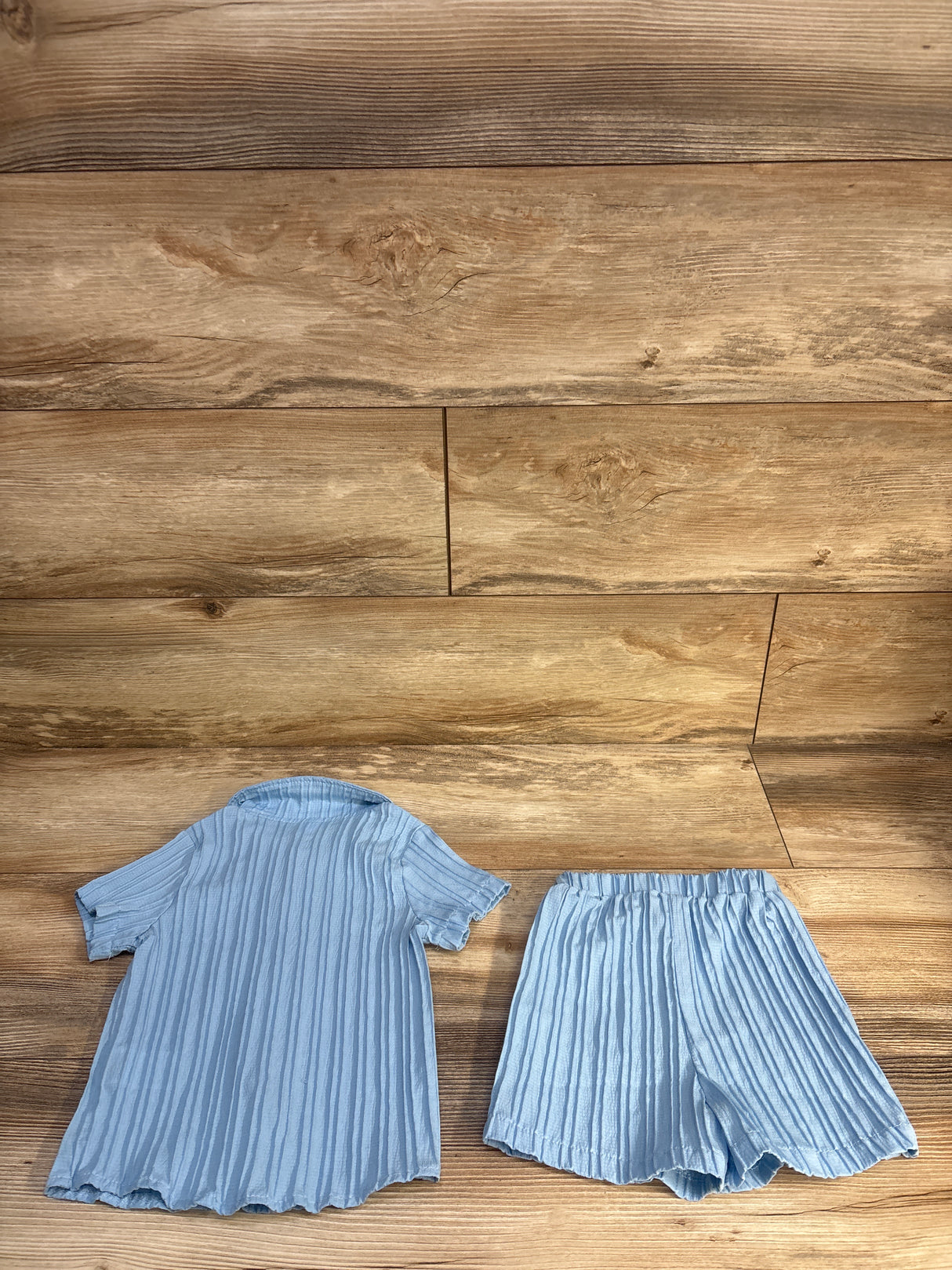 Shein 2pc Button-Up Shirt & Shorts Set Blue sz 3-4T