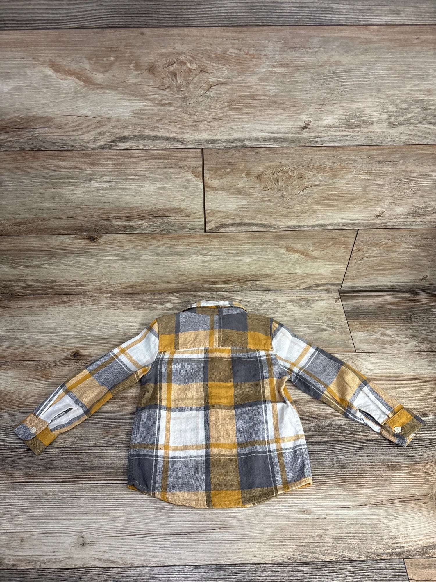 OshKosh Plaid Button Up Shirt Yellow sz 3T