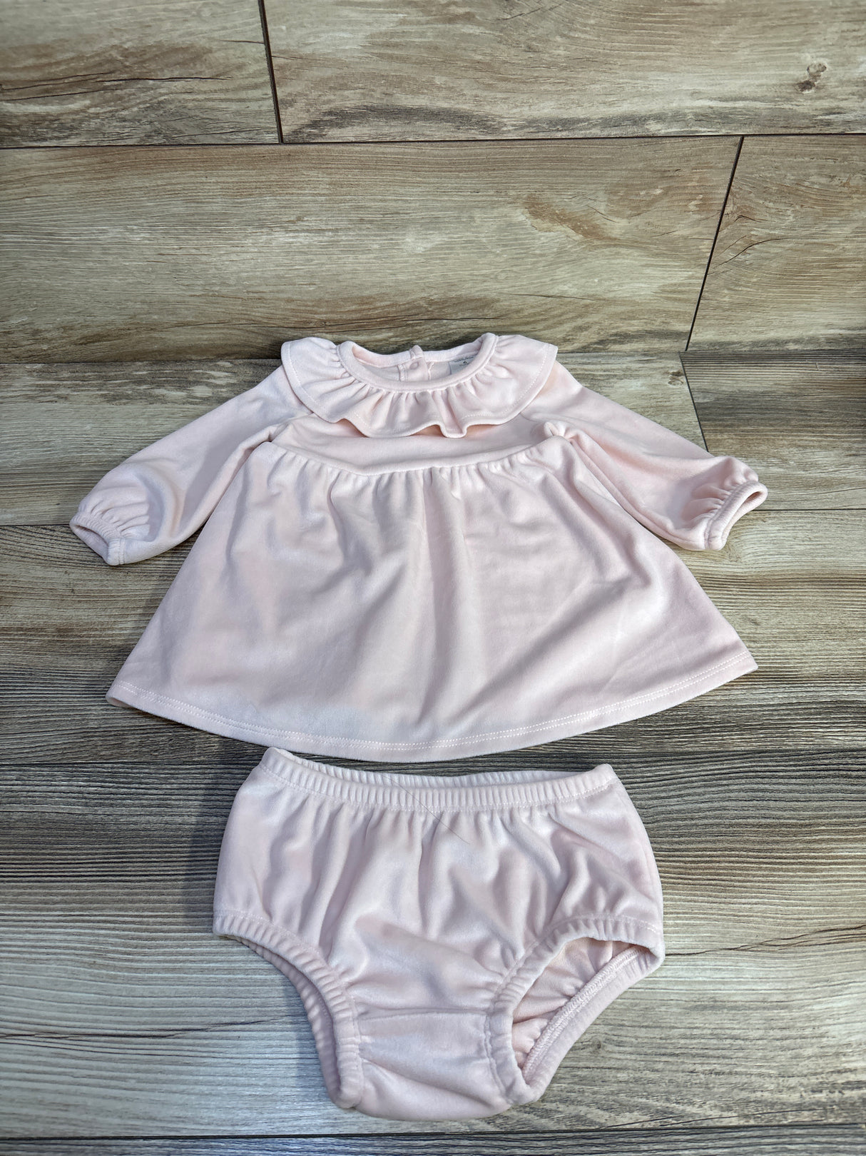 Nordstrom 2pc Velour Collared Dress & Bloomers Set Pink sz 6m