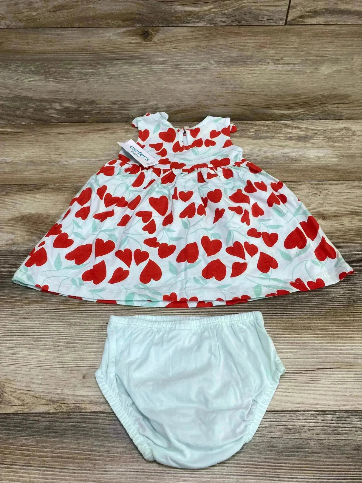 NEW Carter's 2pc Heart Print Dress & Bloomers Blue sz 12m - Me n Mommy To Be