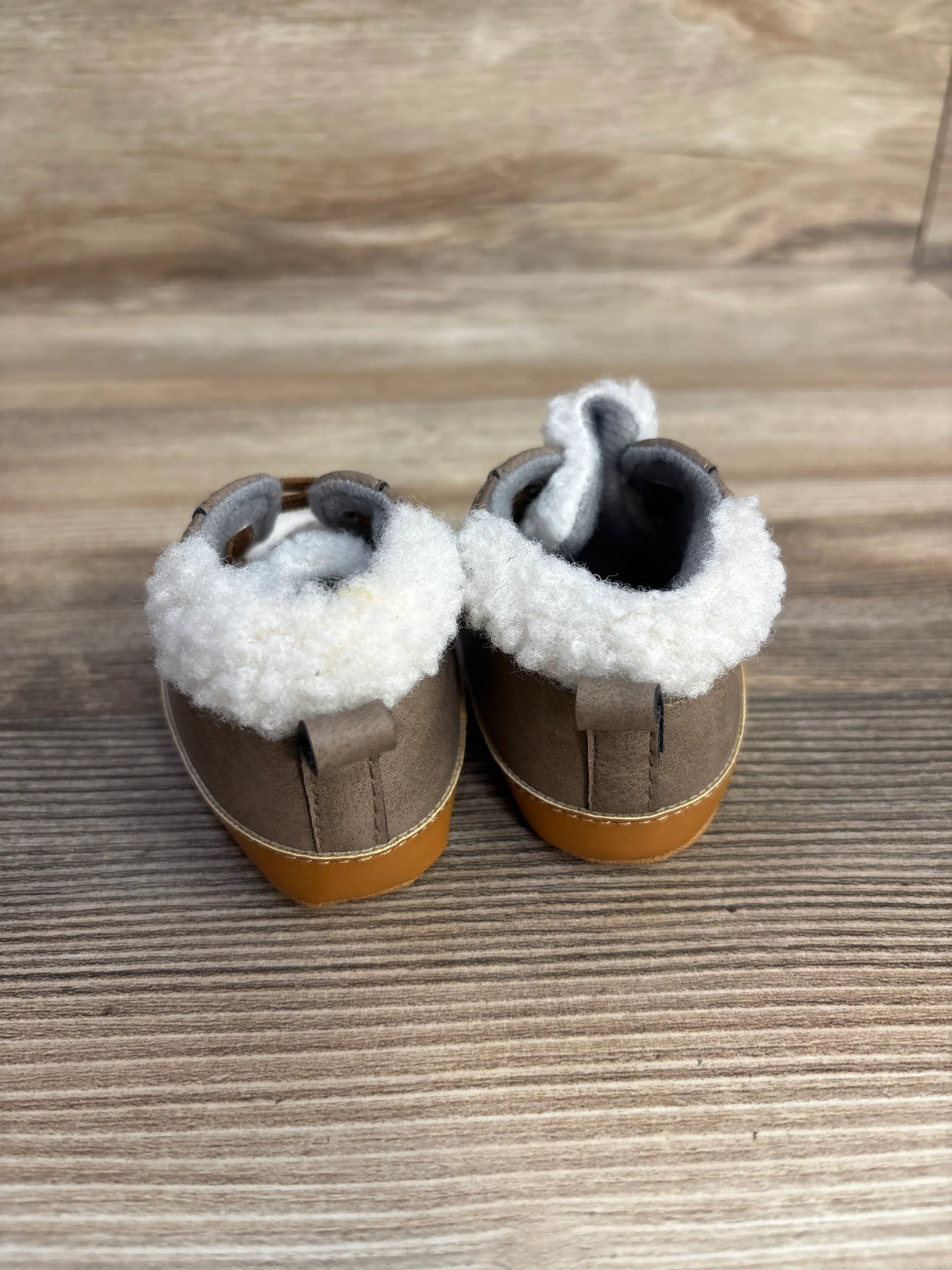 Cat & Jack Sherpa High-Top Crib Shoes Brown sz 3-4c