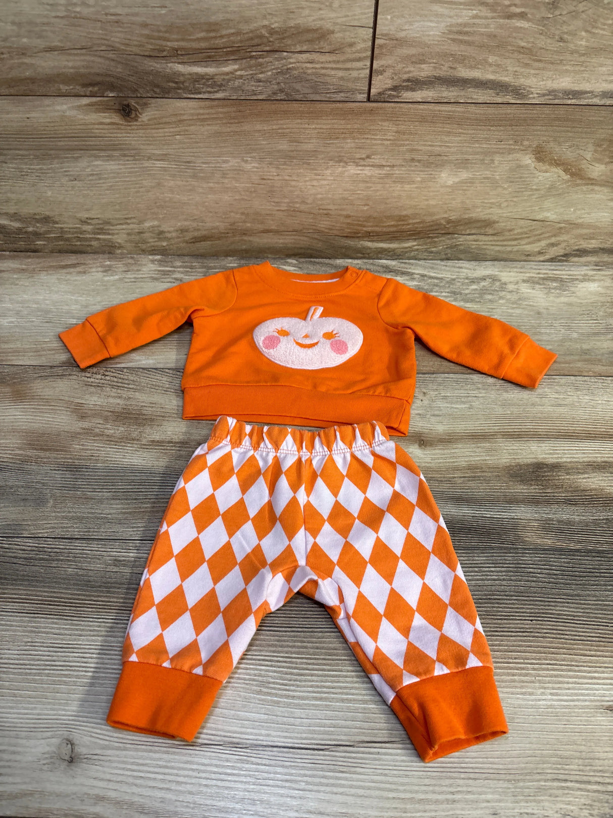 Cat & Jack 2pc Pumpkin Sweatshirt & Joggers Orange sz Newborn