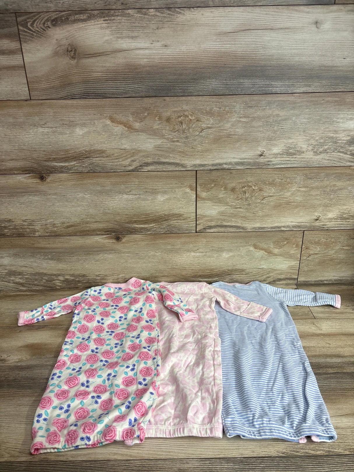 Touched By Nature 3pk Organic Side-Snap Sleep Gowns Pink sz 0-6m