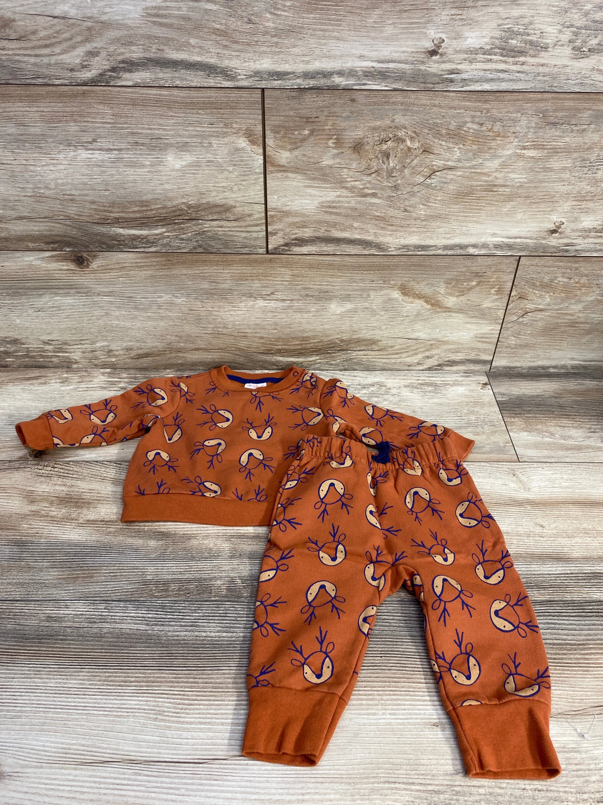 Cat & Jack 2pc Reindeer Sweatshirt & Joggers Set Brown sz 6-9m