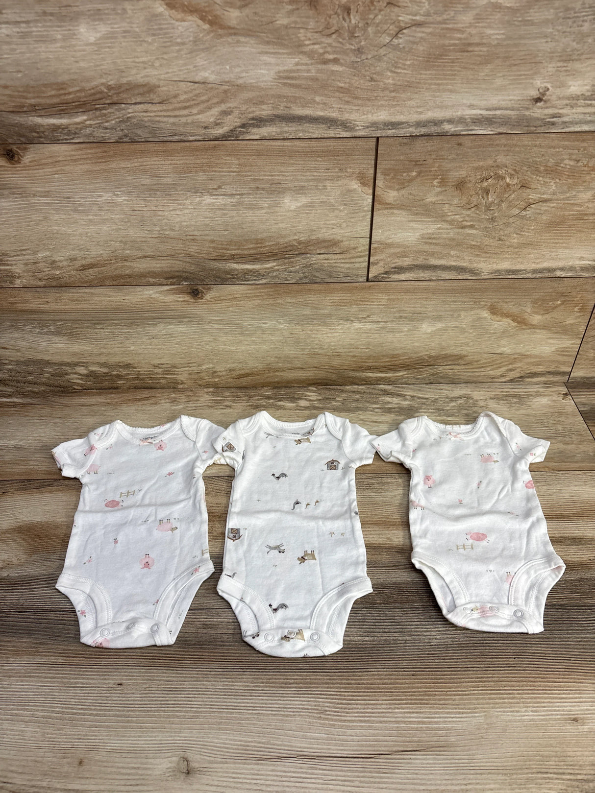 Carter's 3pk Farm Animals Bodysuit Set White sz Newborn