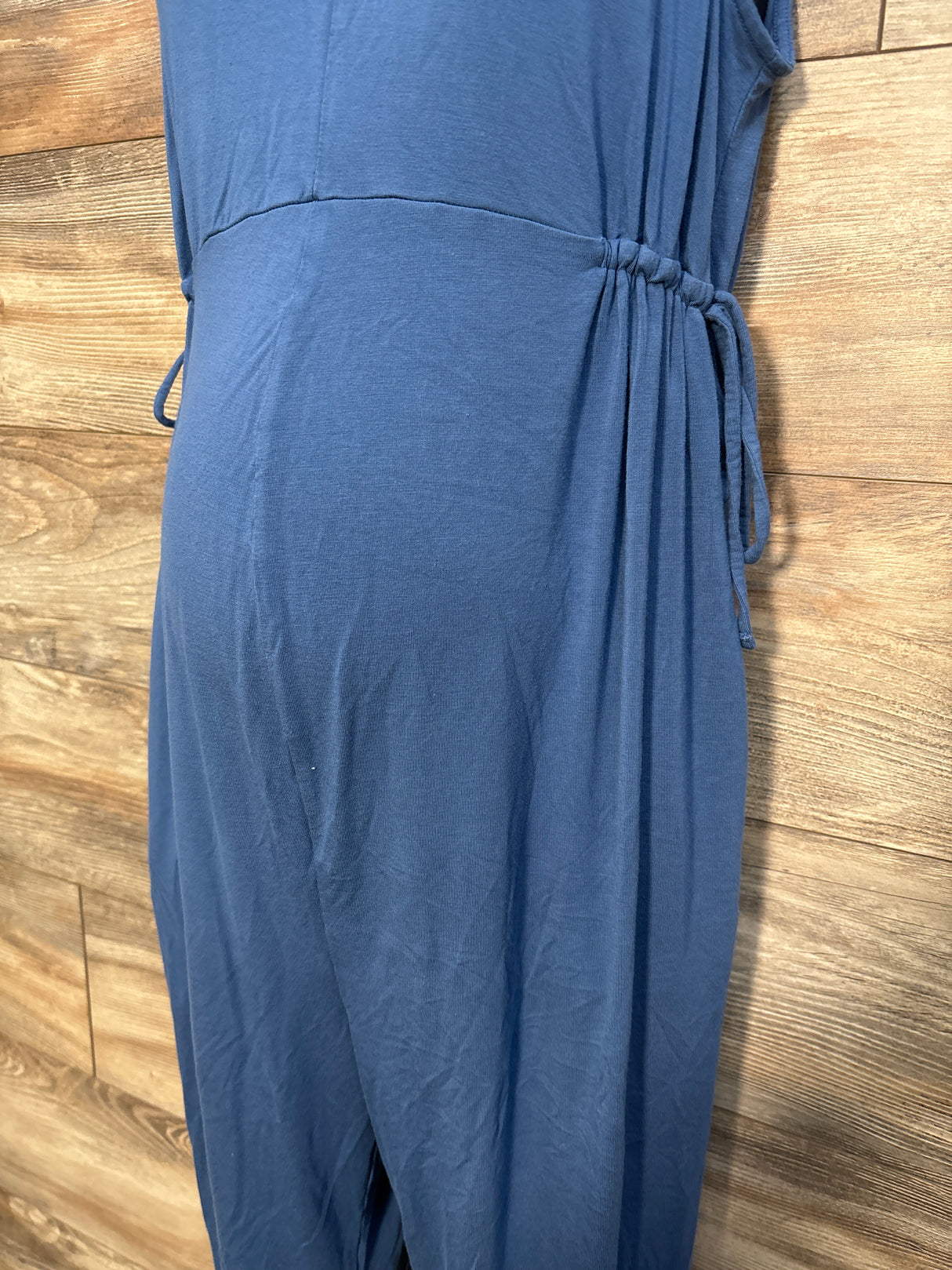 Isabel Maternity Knot Sleeve Tank Jumpsuit Blue sz Medium