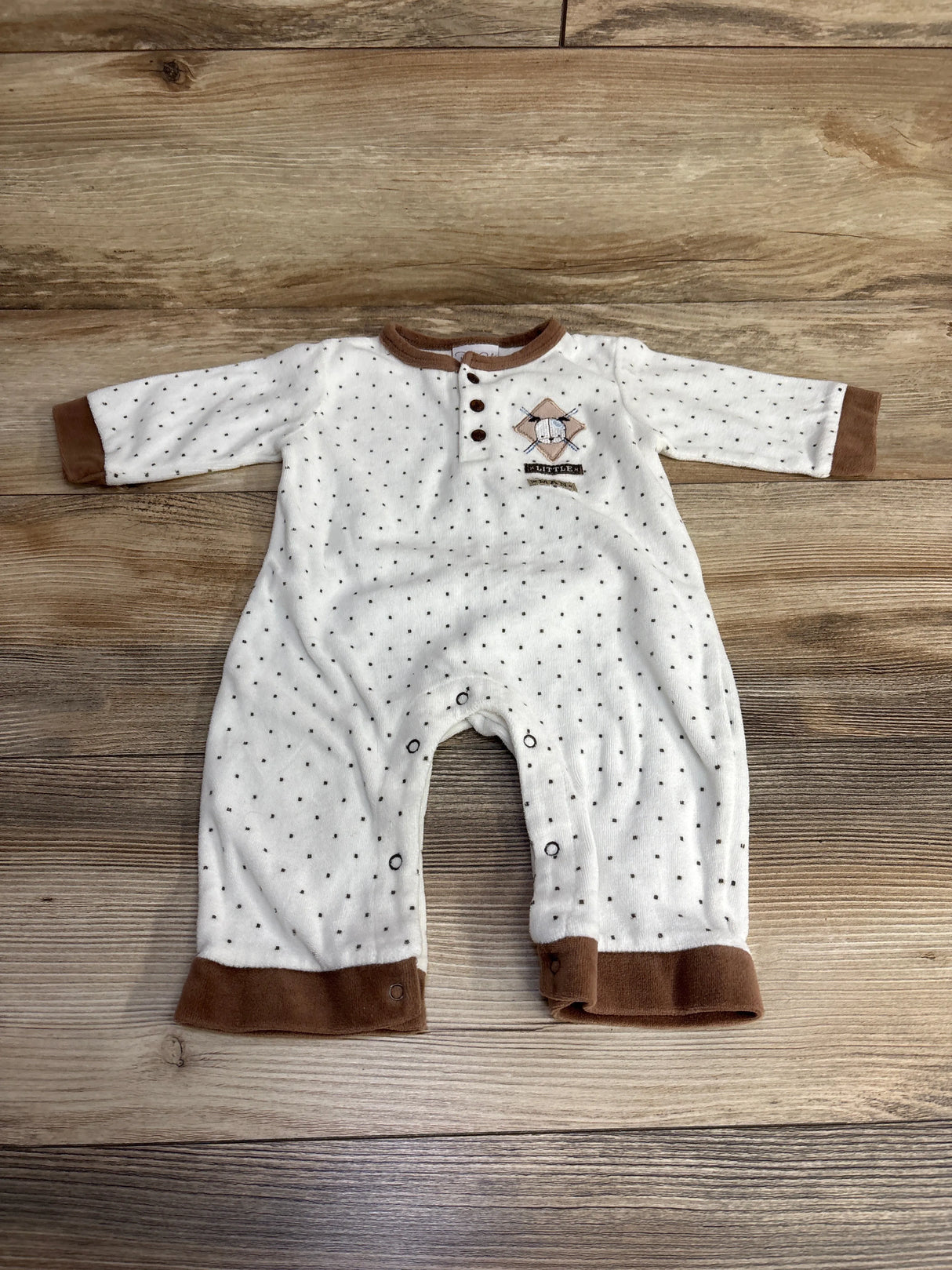 Rene Rofe Polka Dot Cord Little Man Coverall White sz 6-9m
