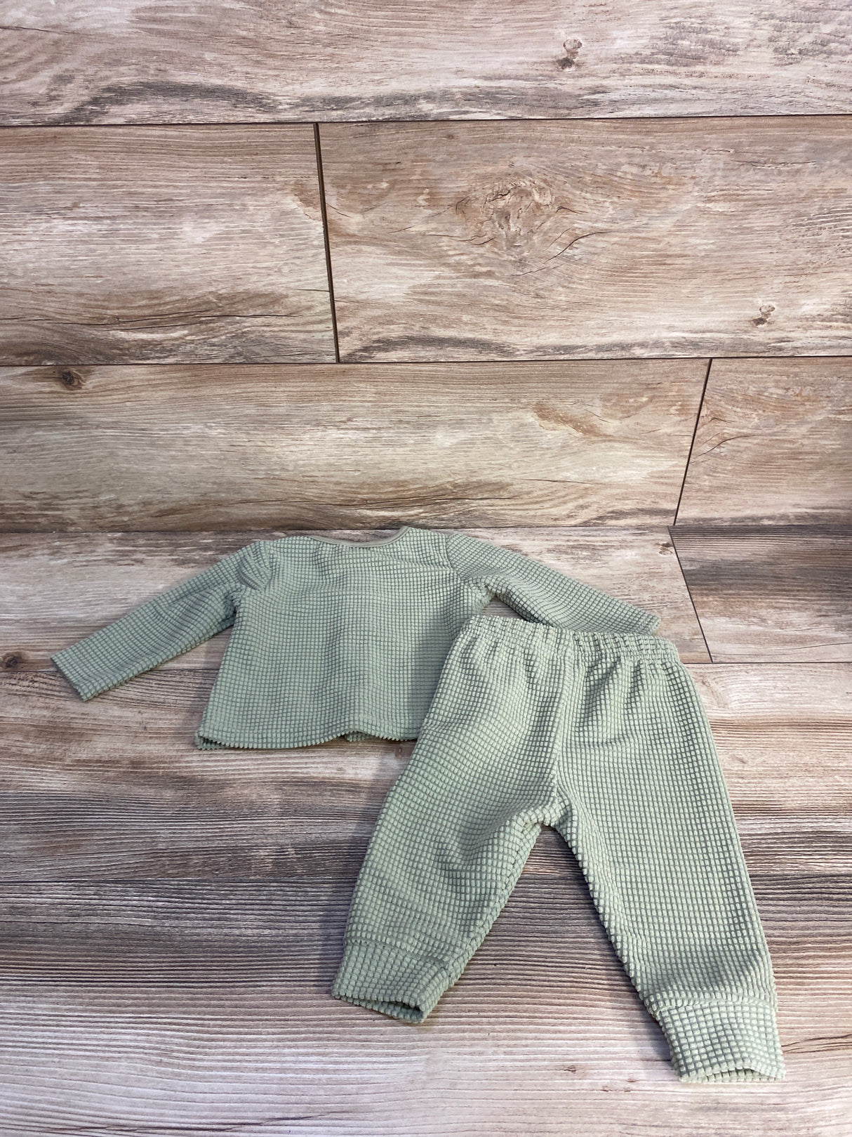 Rabbit Moon 2pc Textures Shirt & Pants Set Green sz 0-3m