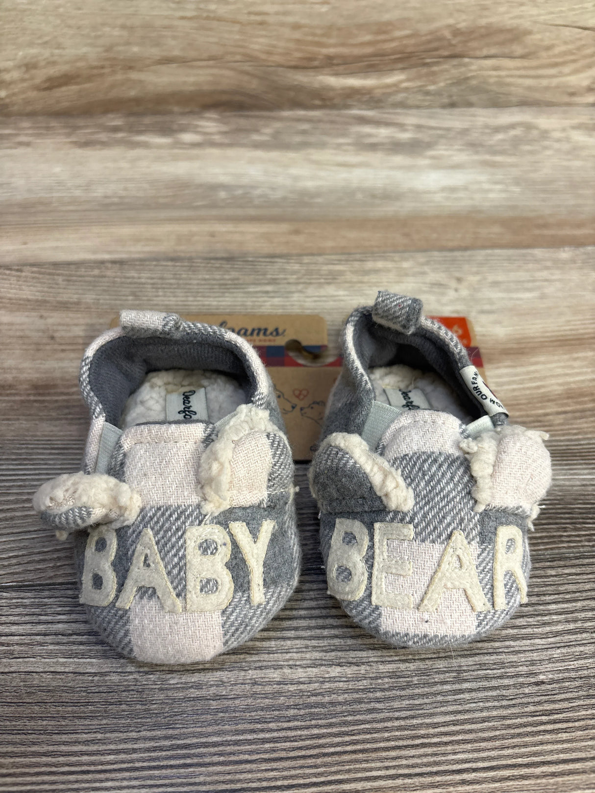 NEW Dearfoams Baby Bear Grey Plaid Slippers sz 2c - Me n Mommy To Be