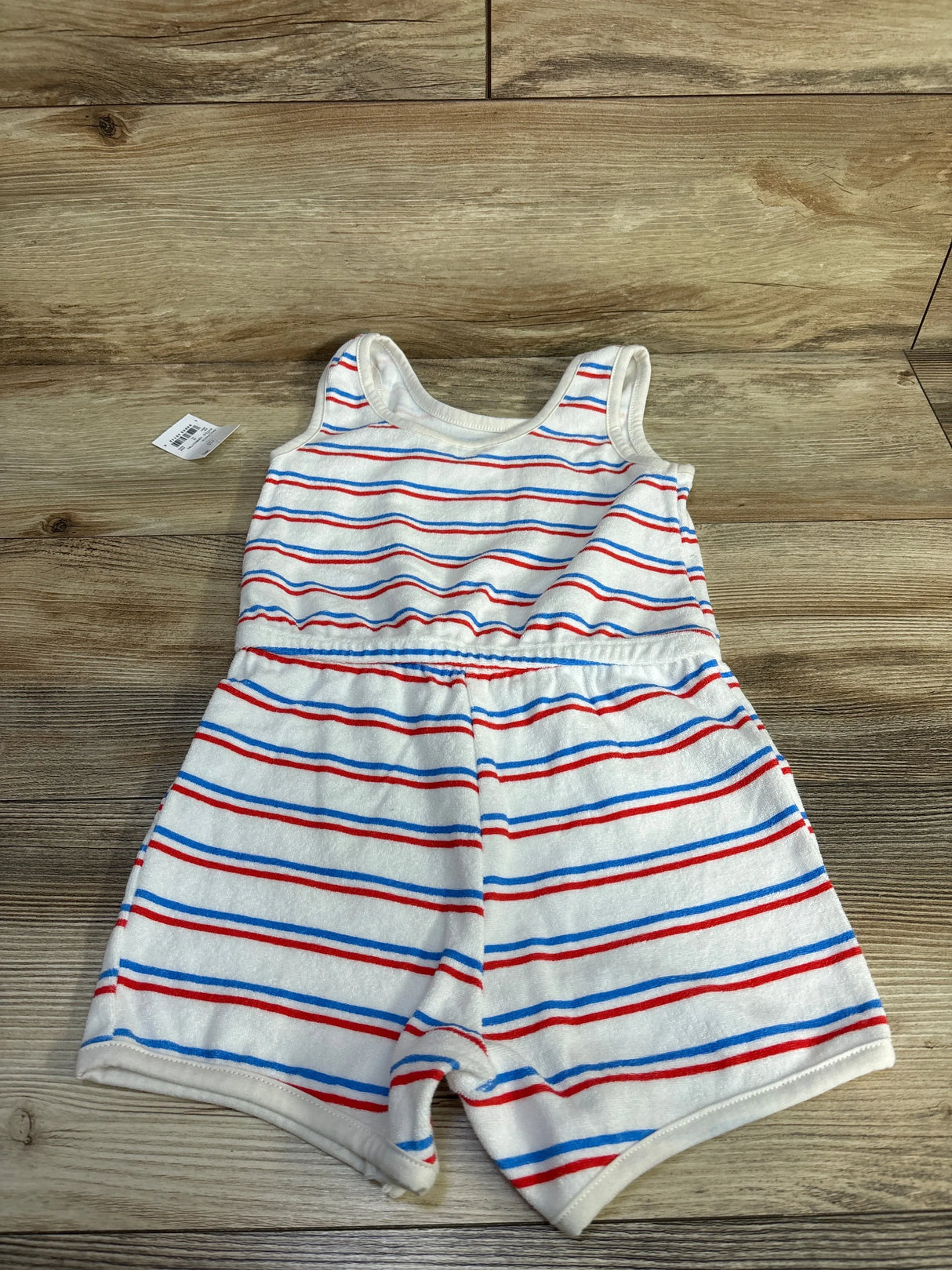 NEW Barbie Striped Terry Cloth Cherry Tank Romper White sz 4T