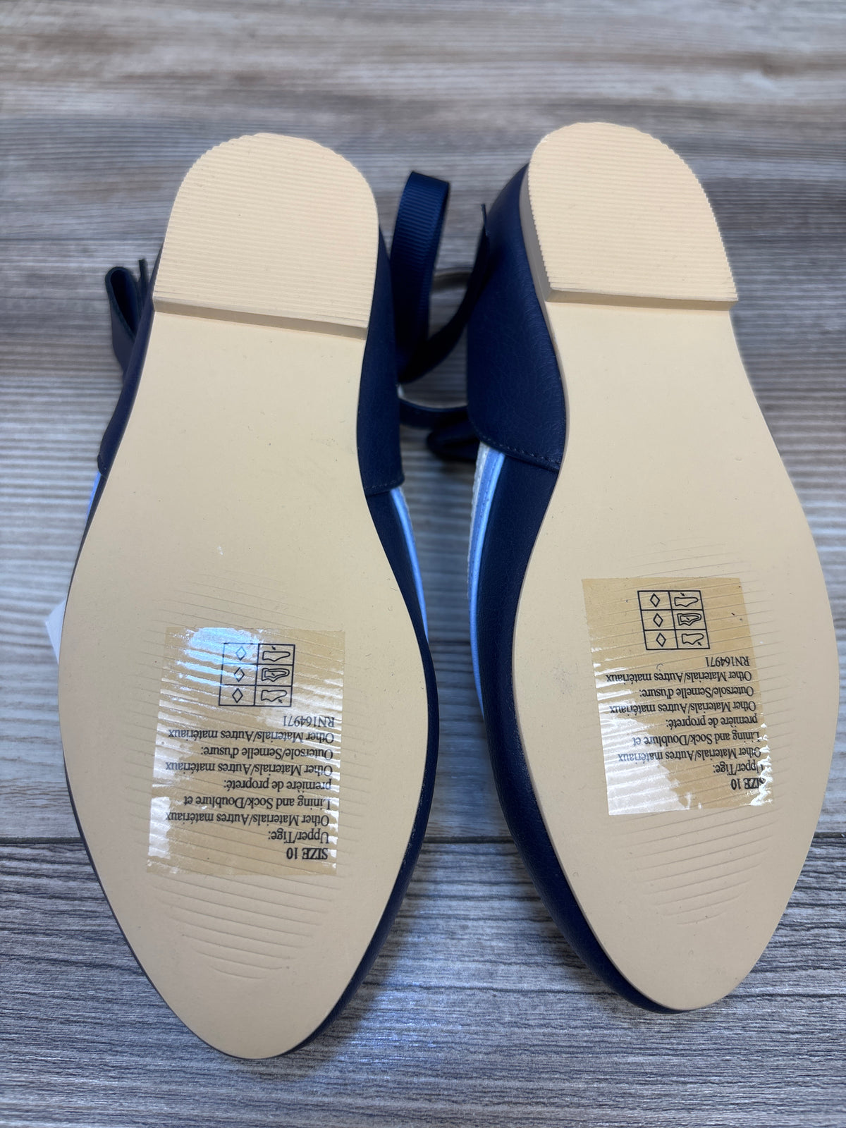 NEW Janie & Jack Bow Strap Pieced Ballet Flats Navy sz 10c