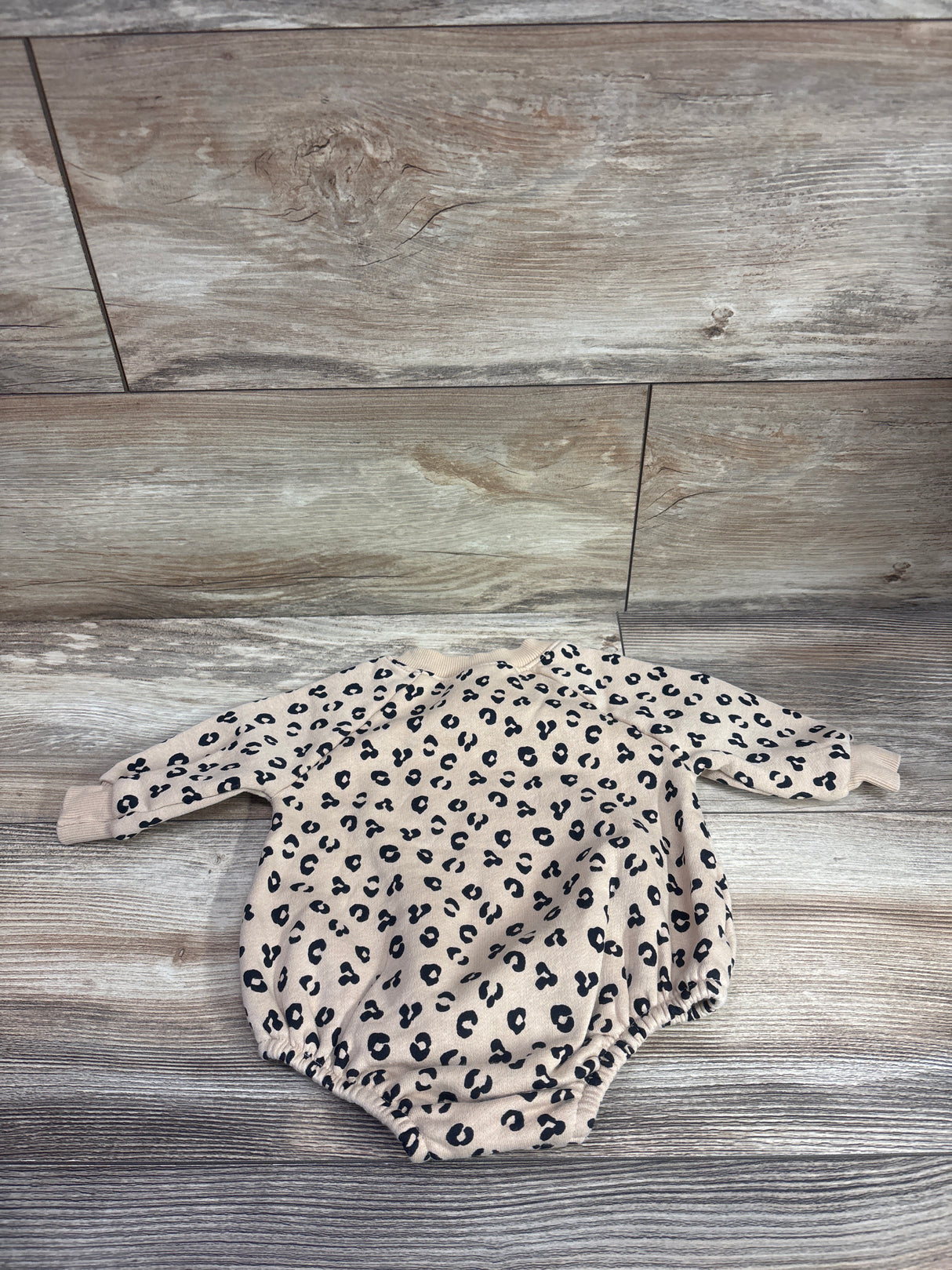 Old Navy Leopard Print Sweatshirt Bubble Romper Tan sz 0-3m
