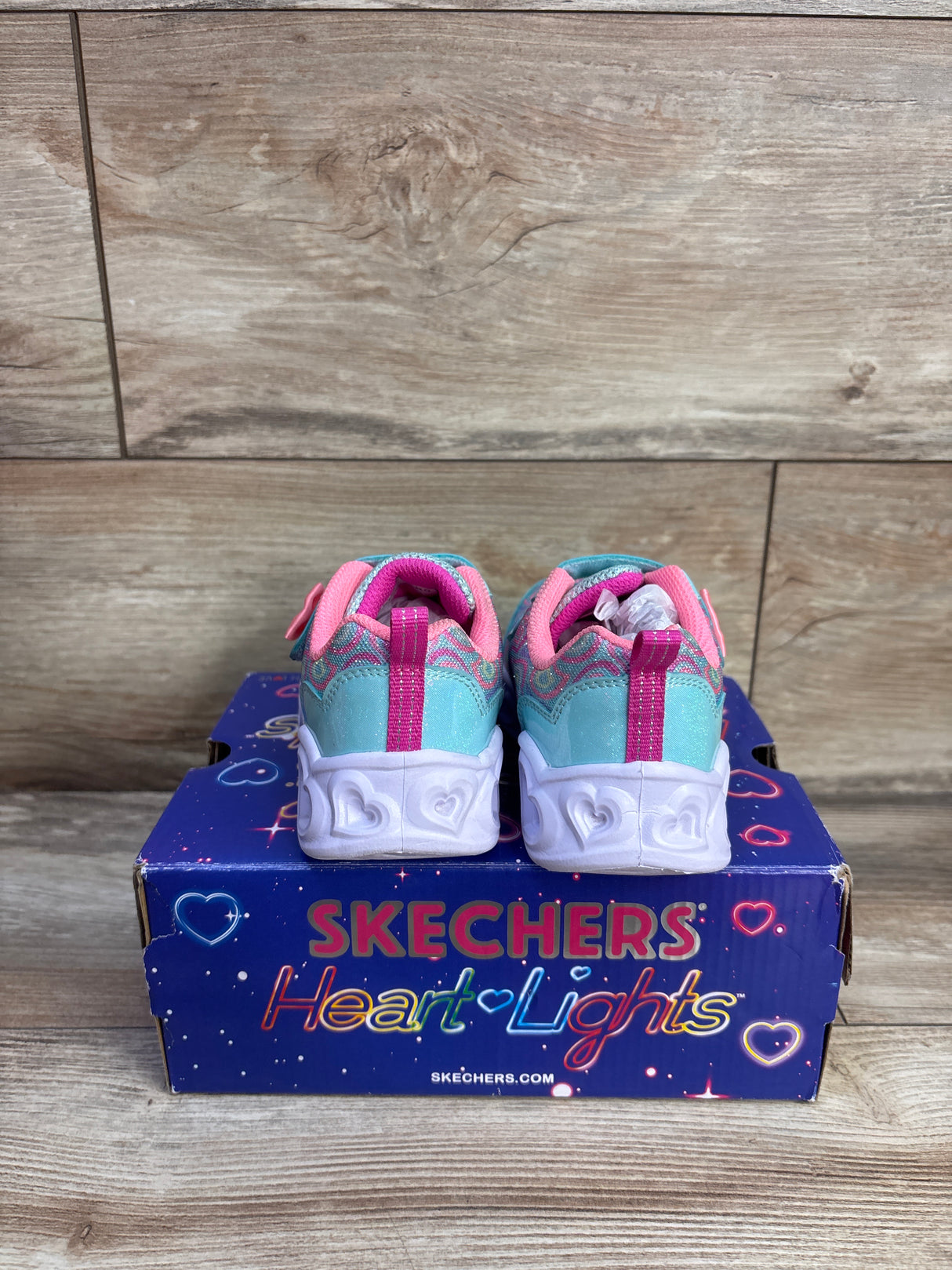 Sketchers Heart Light Up Boogie Land Sneaker Mint sz 9c