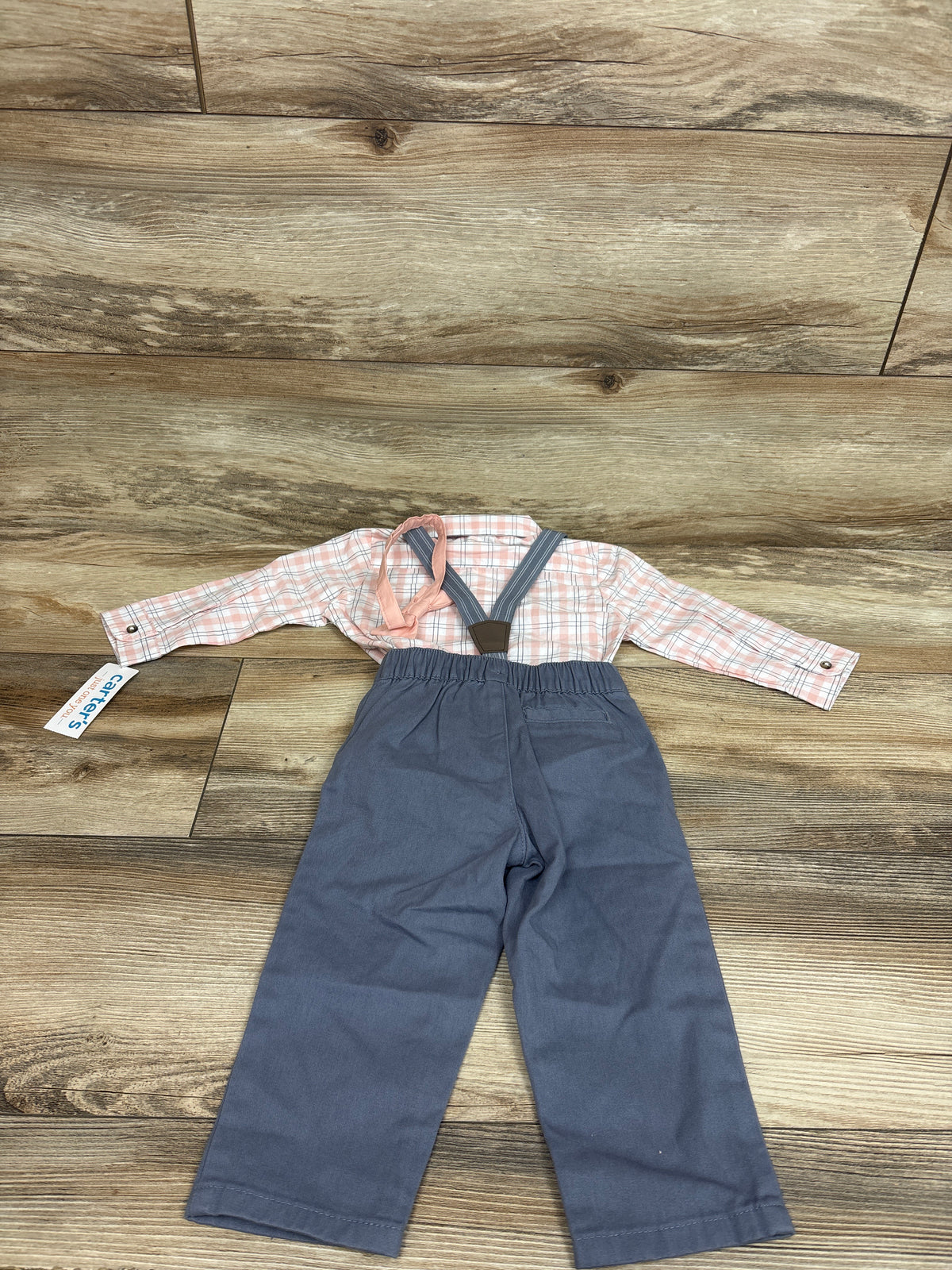 NEW Just One You 4pc Plaid Suspender Set Pink sz 12m