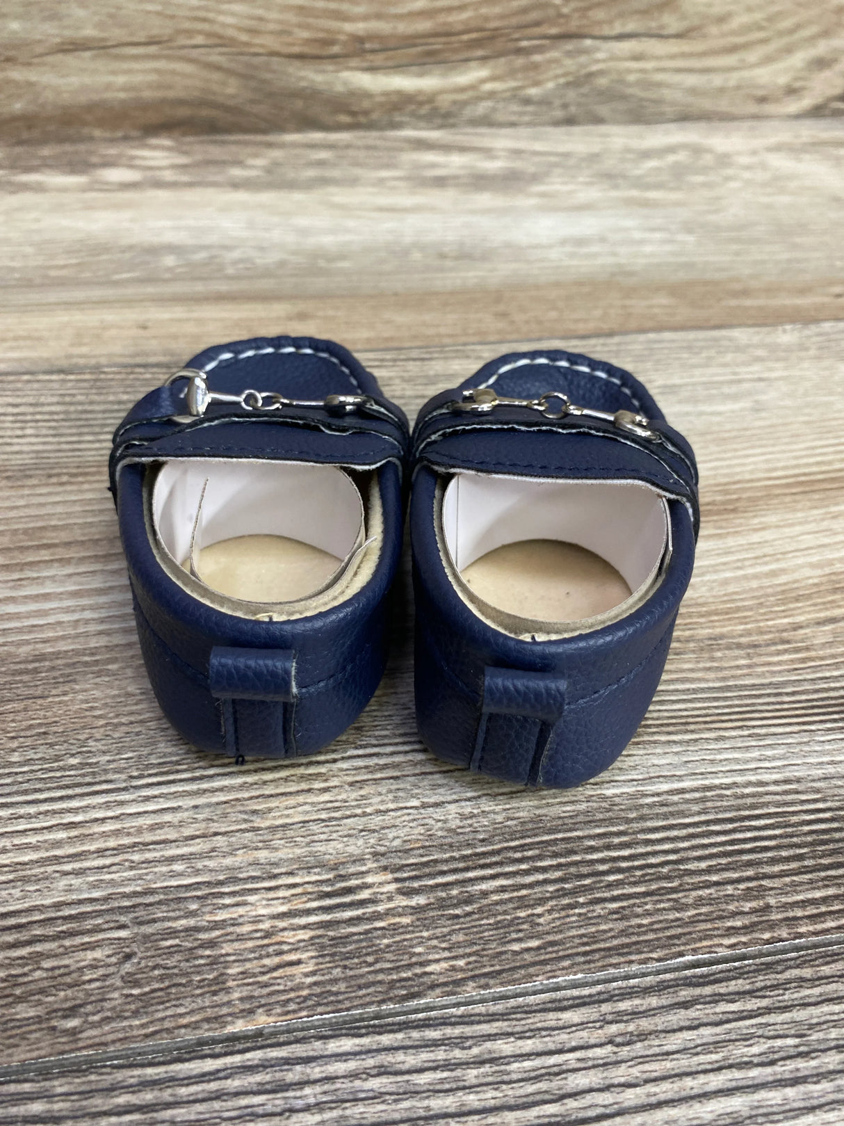 NWOT TongYouYuan PU Leather Loafers Navy sz 3c