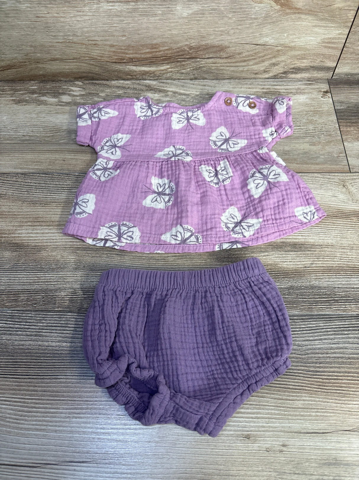 Cat & Jack 2pc Gauze Top & Bloomers Set Purple sz 0-3m