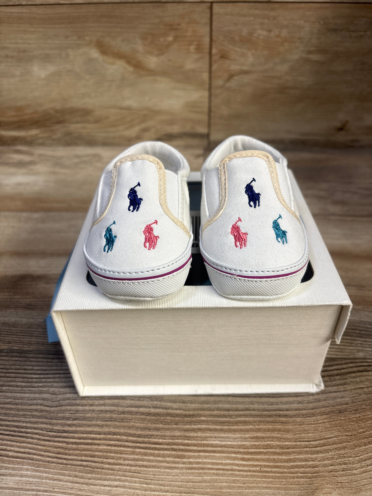 NEW Ralph Lauren Harbor Slip-On Oxfordcloth Crib Shoes White sz 3c