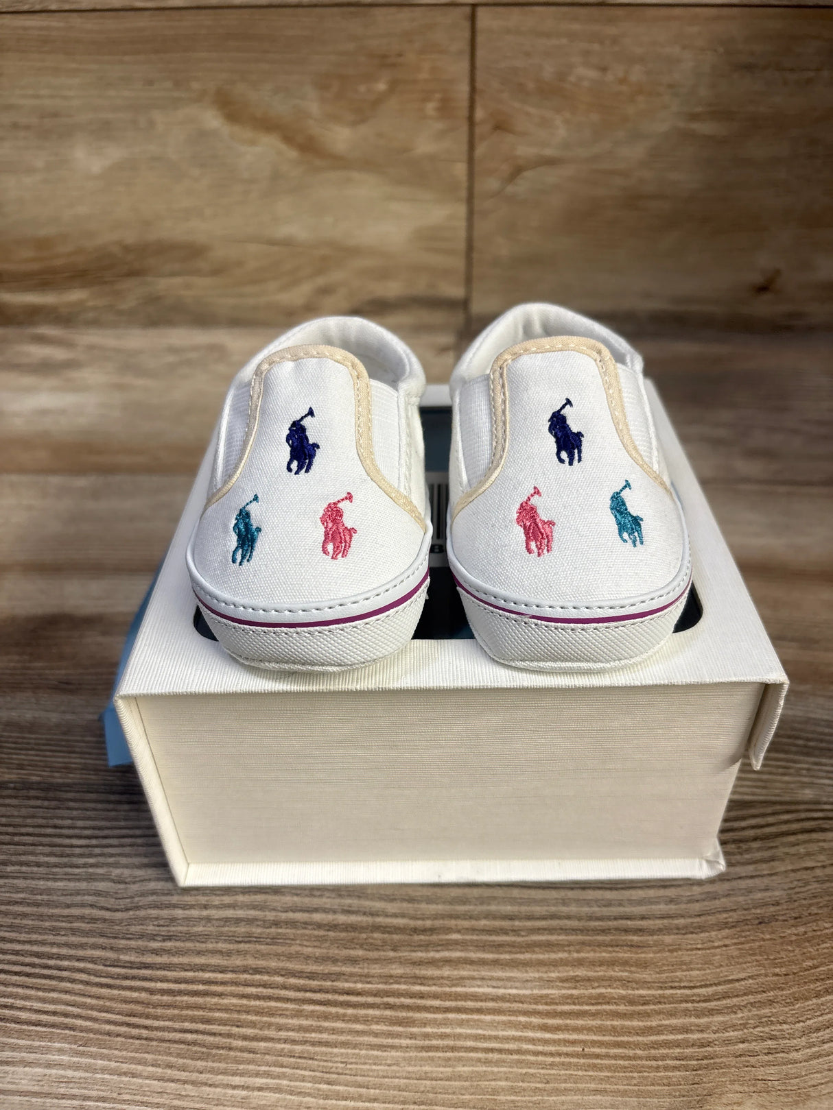 NEW Ralph Lauren Harbor Slip-On Oxfordcloth Crib Shoes White sz 3c
