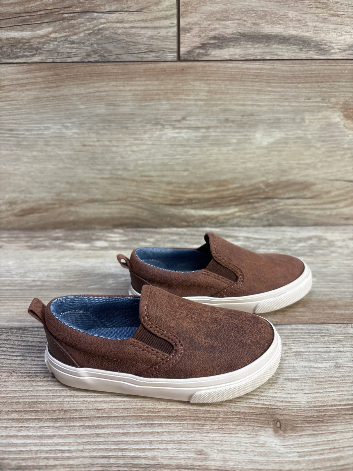 Old Navy Faux Leather Slip On Sneakers Brown sz 5c