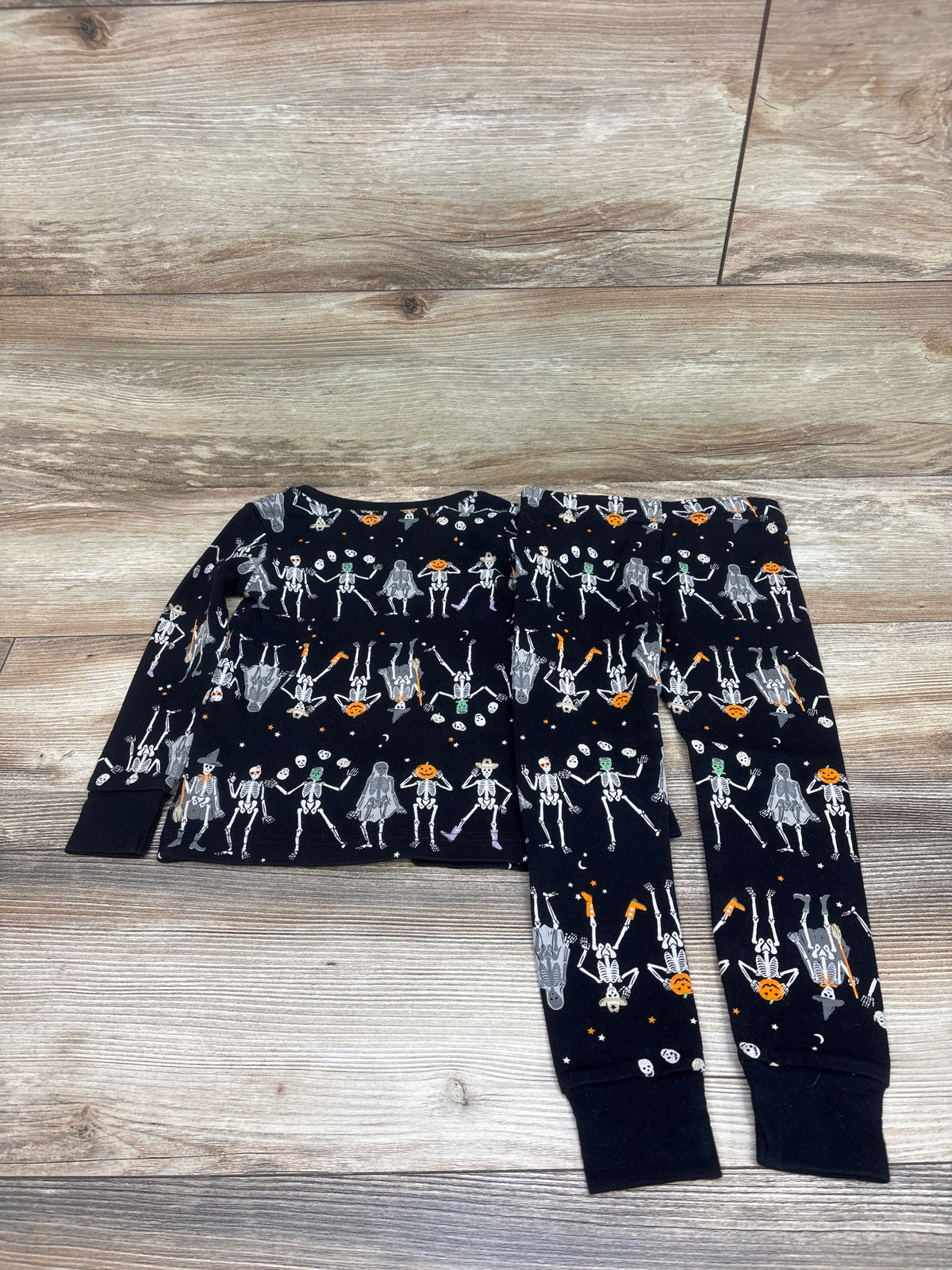 Old Navy 2pc Halloween Skeleton Pajama Set Black sz 3T