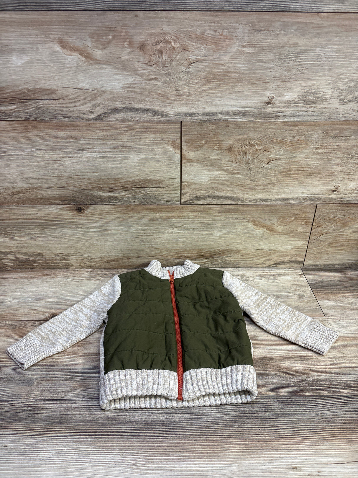 Cat & Jack Sweater Knit Quilted Jacket Beige sz 2T