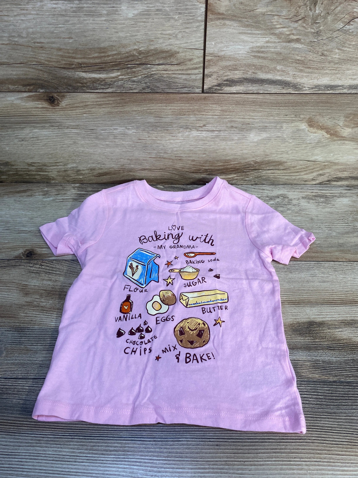 NEW Old Navy I Love Baking With My Grandma Shirt Pink sz 4T