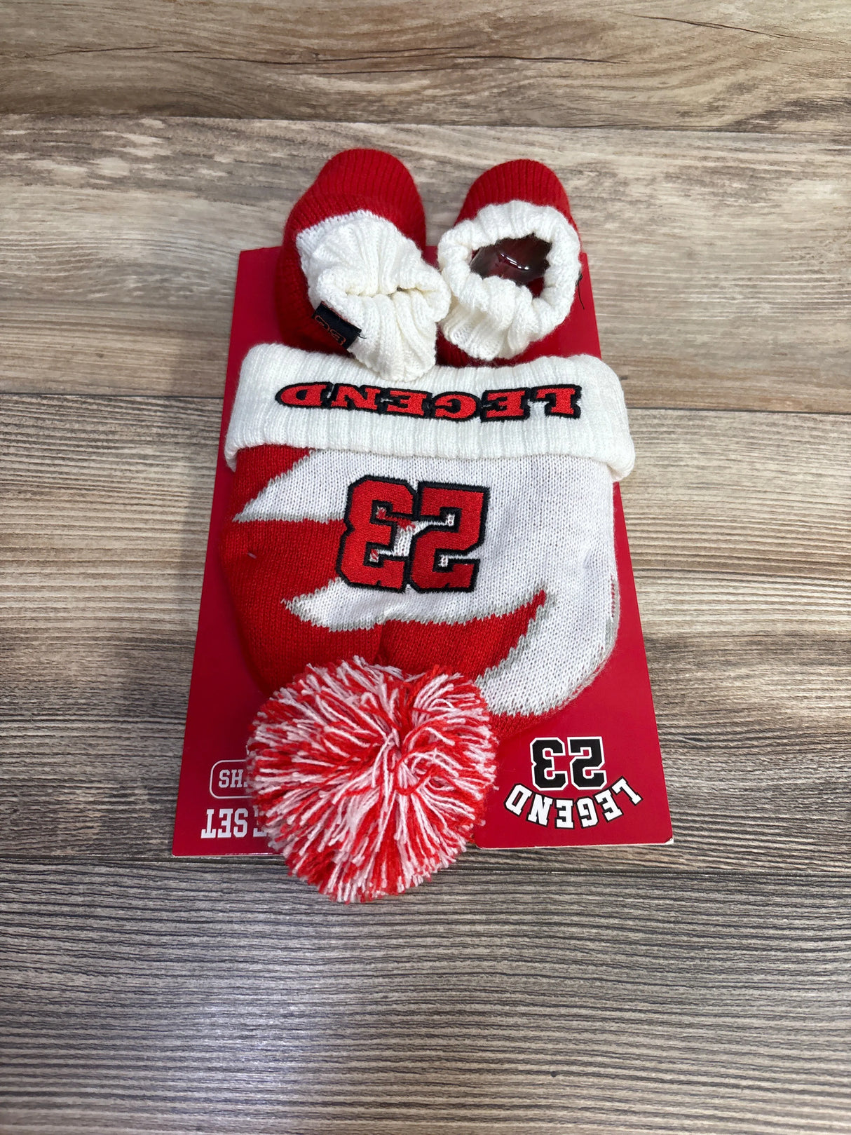 NEW Legend 23 Knit Beanie & Booties 2pc Set Red sz 0-12m