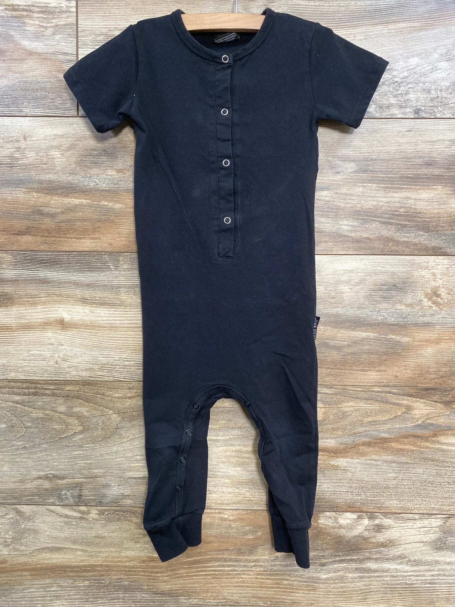 Little Bipsy Classic Snap Up Cotton Romper Black sz 2-3T - Me n Mommy To Be