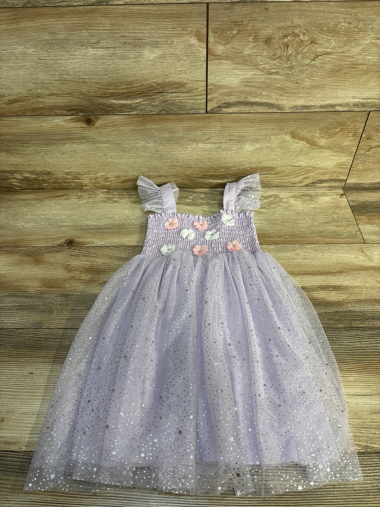 Audrey Camille Floral Stars Tulle Dress Lavender sz 5T
