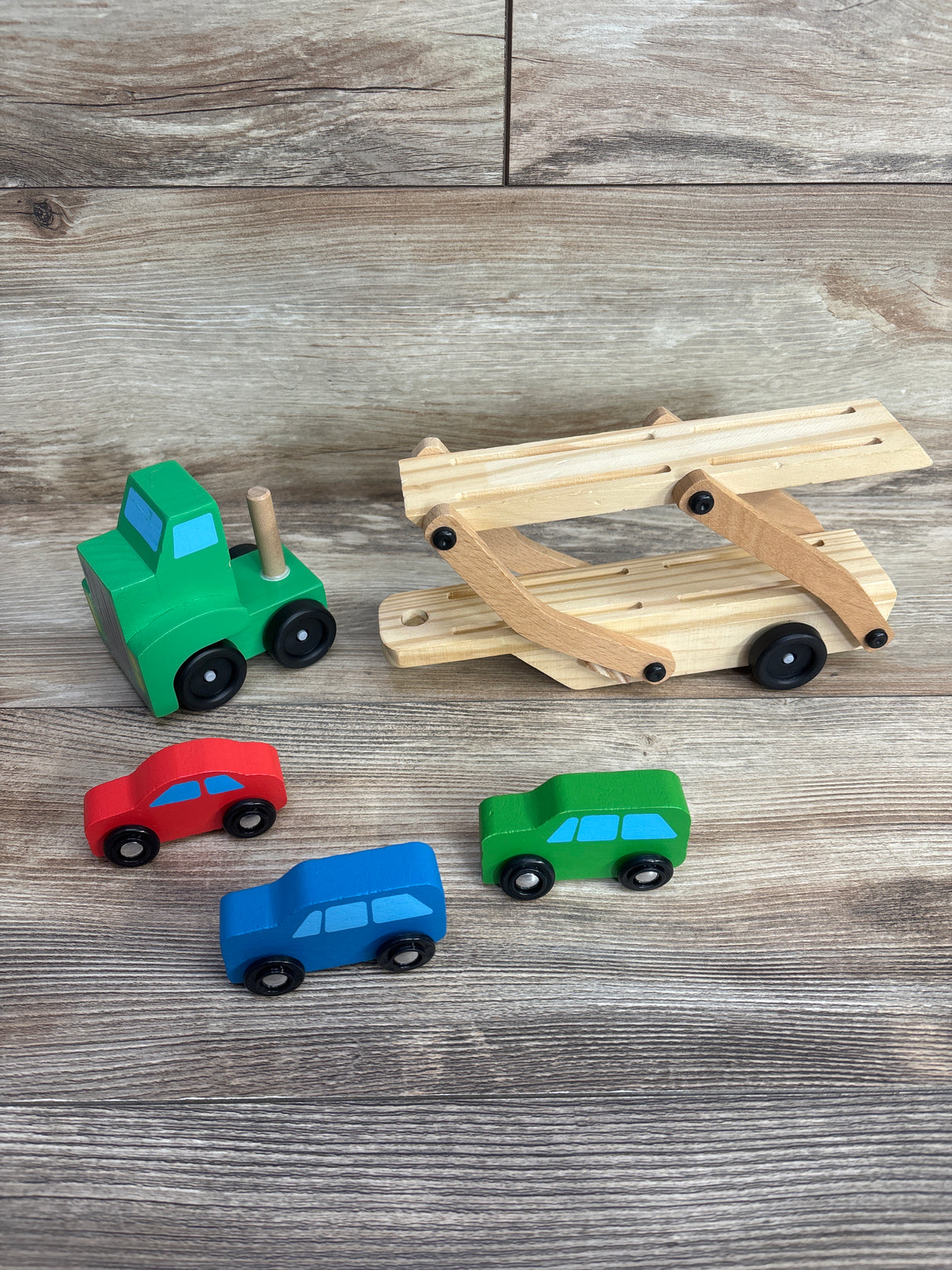 Melissa & Doug Wooden Car Carrier Truck w/ Three Cars