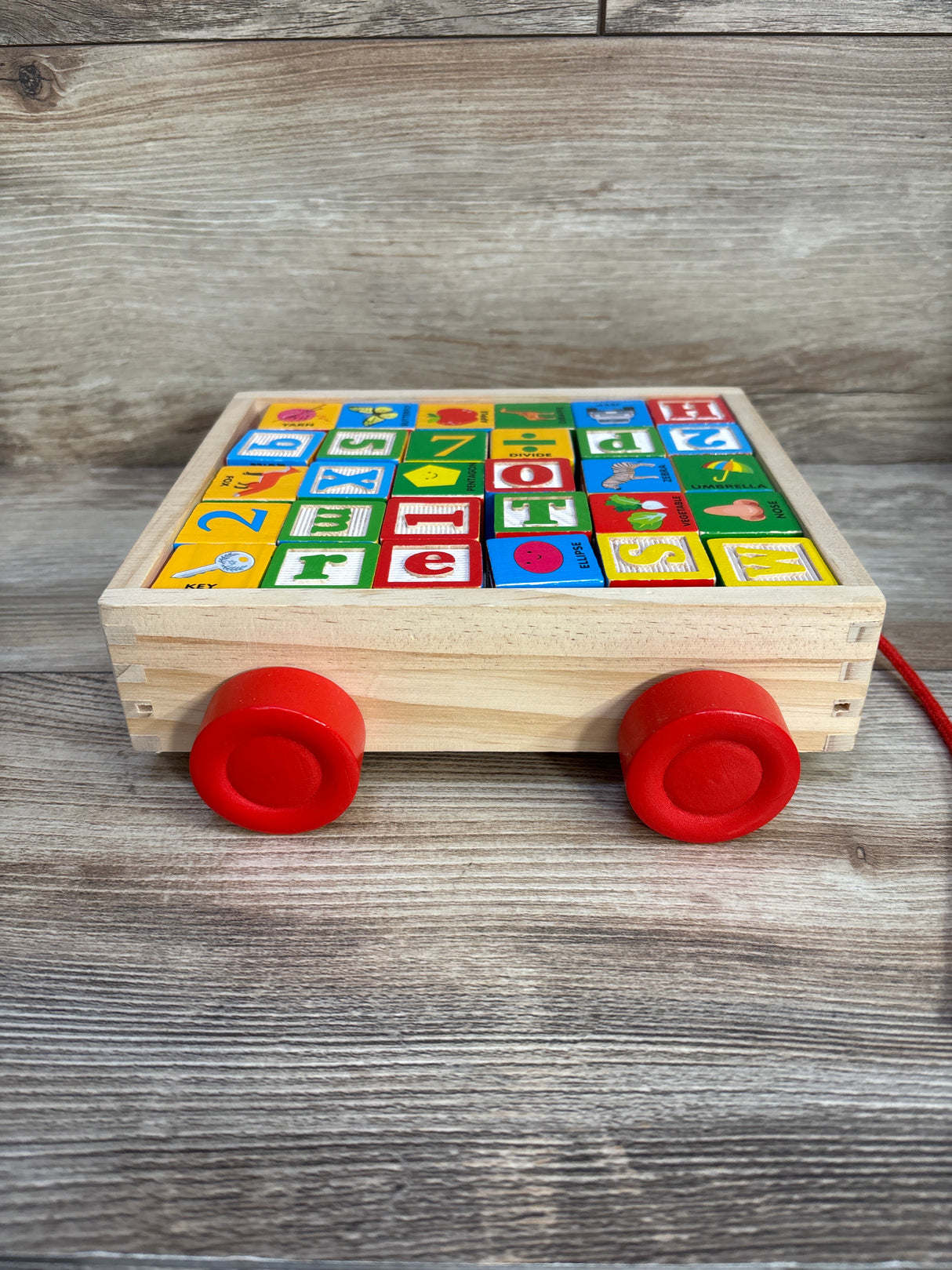 AToyLink ABC Wooden Stacking Blocks Pull Cart