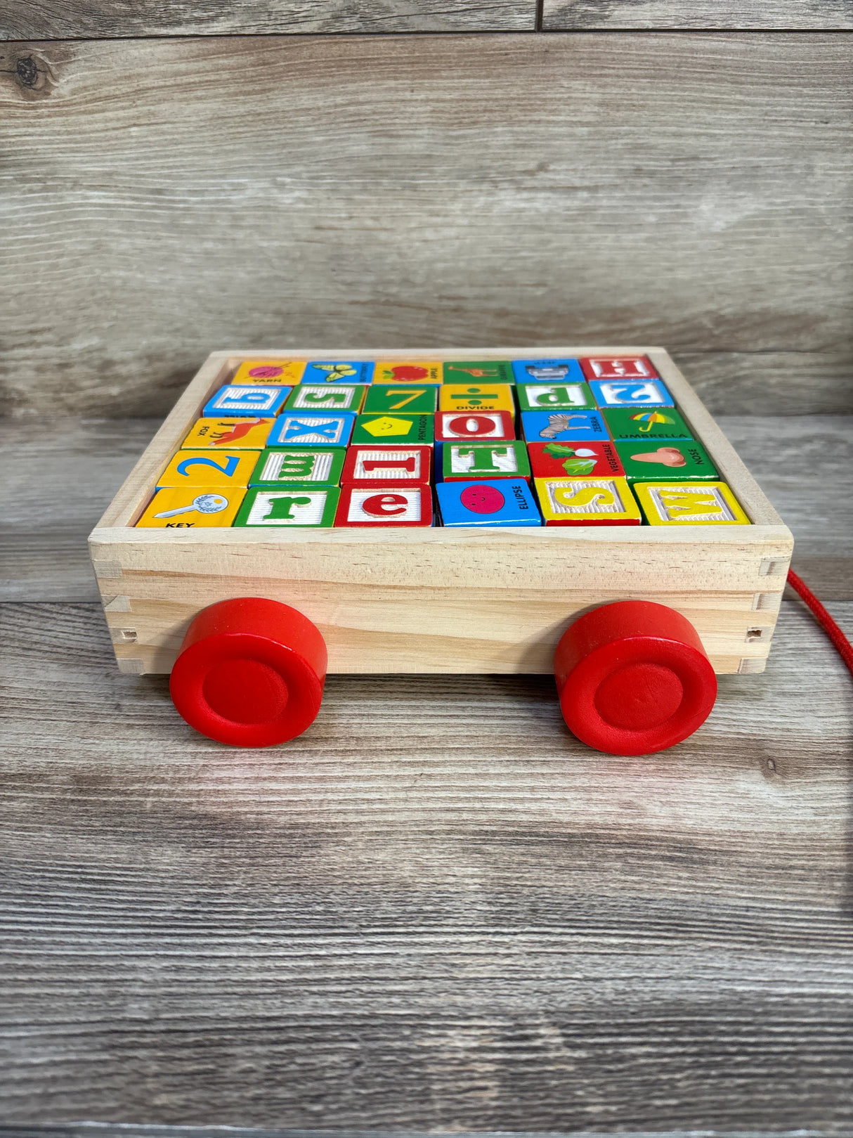 AToyLink ABC Wooden Stacking Blocks Pull Cart