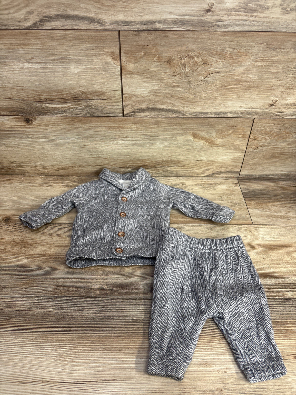 Just One You Tweed Button Up Shirt & Bottoms Set White sz 3m