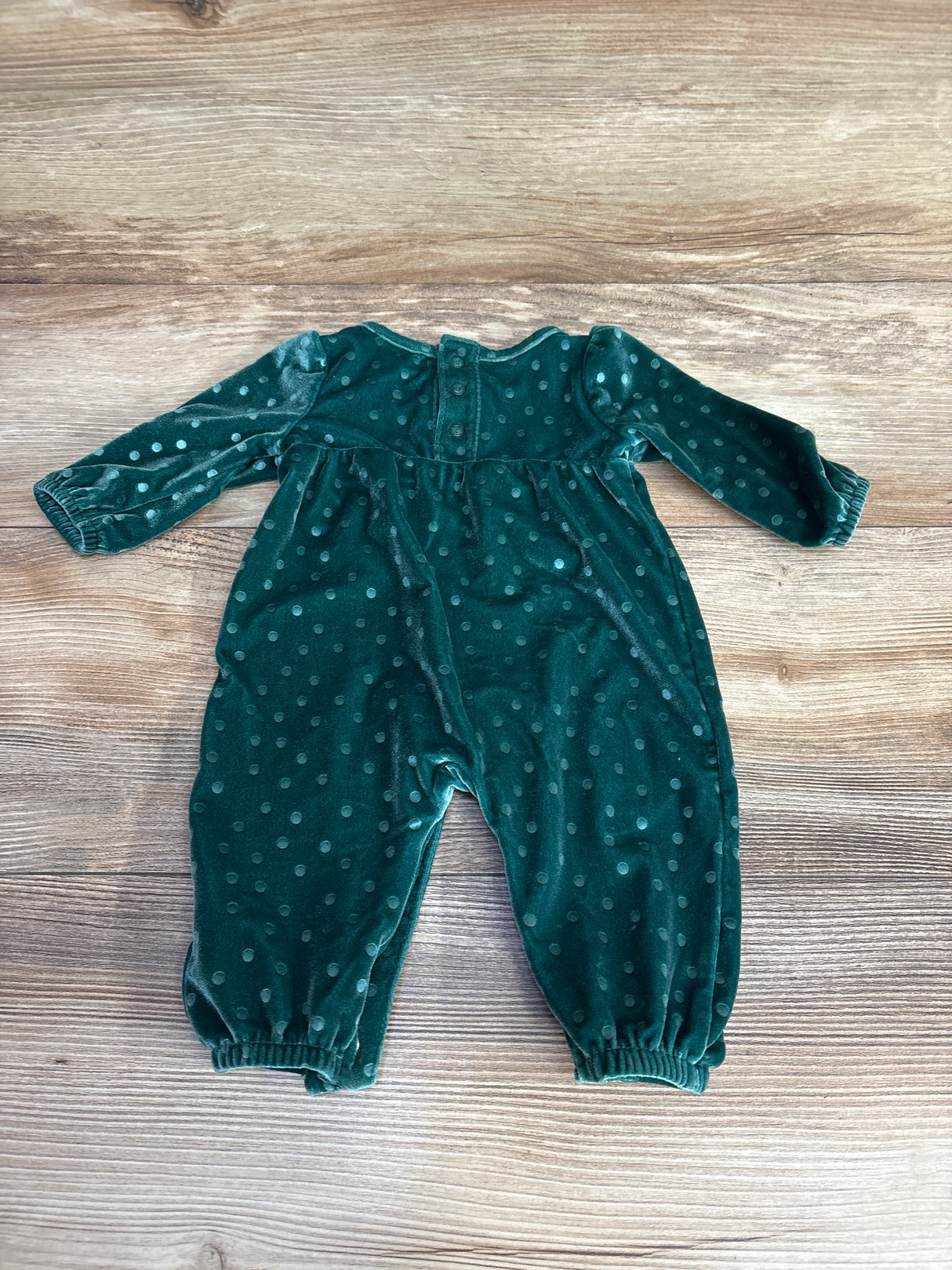 Cat & Jack Velvet Polka Dot Coverall Green sz Newborn