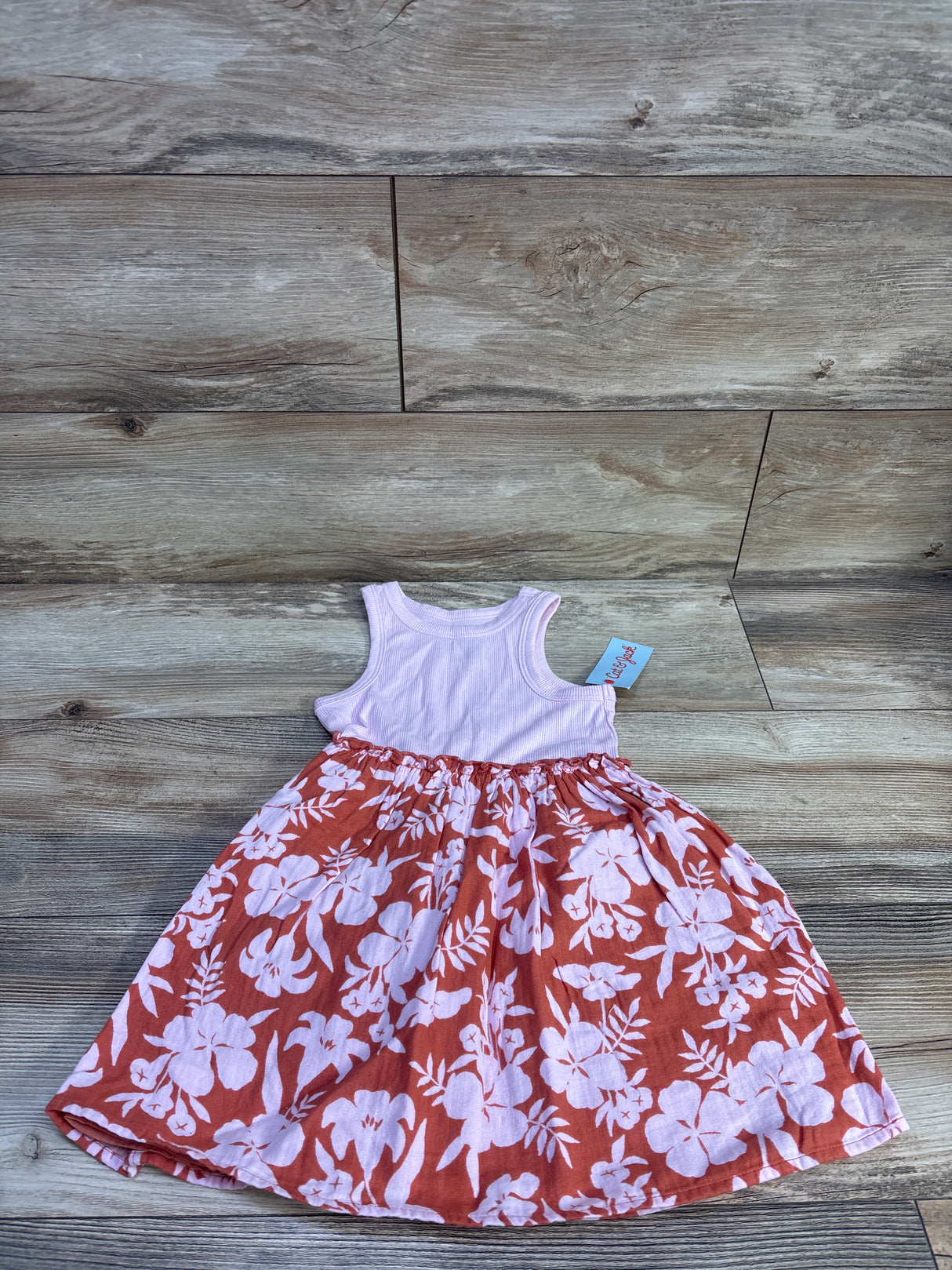 NEW Cat & Jack Ribbed Floral Tank Dress Light Pink sz 4T