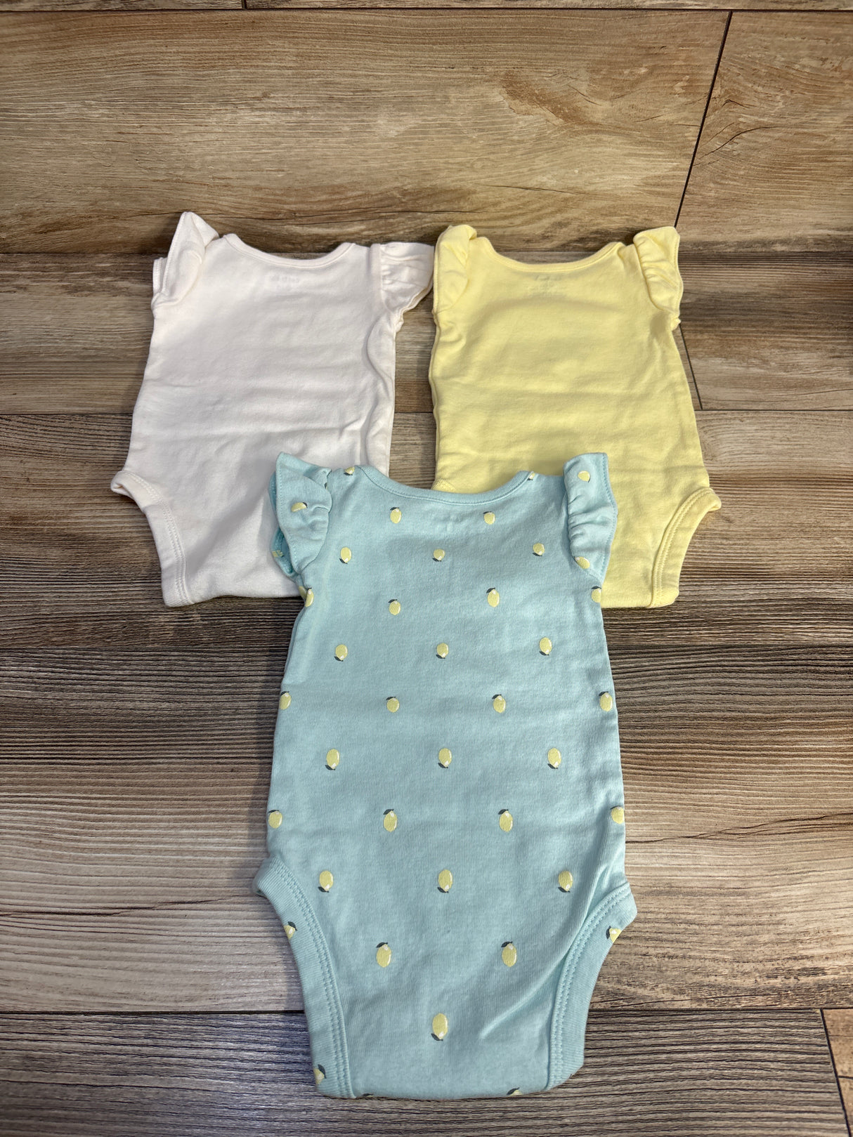 Carter's 3pk Flutter Sleeve Bodysuits Blue sz 3m