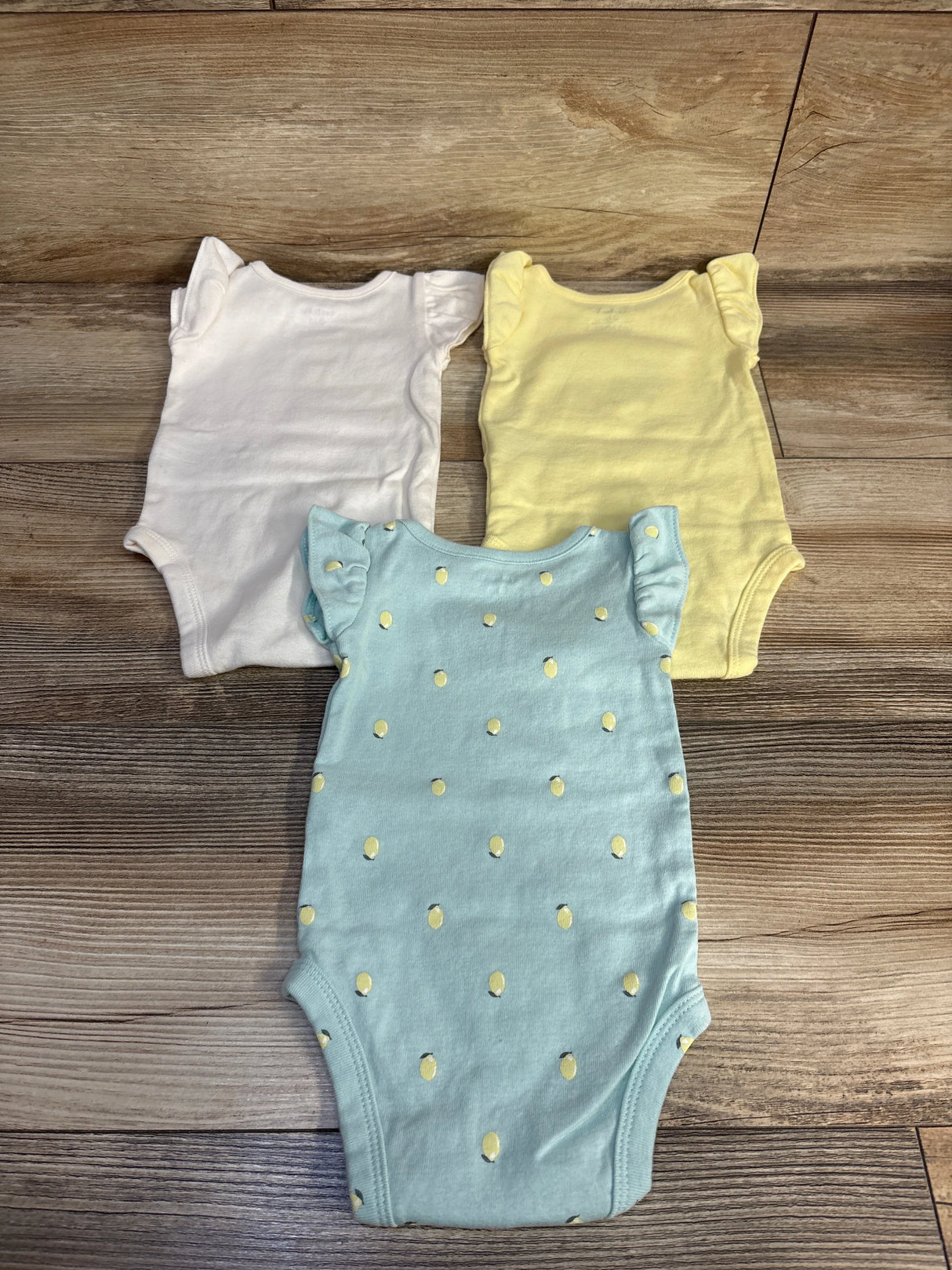 Carter's 3pk Flutter Sleeve Bodysuits Blue sz 3m