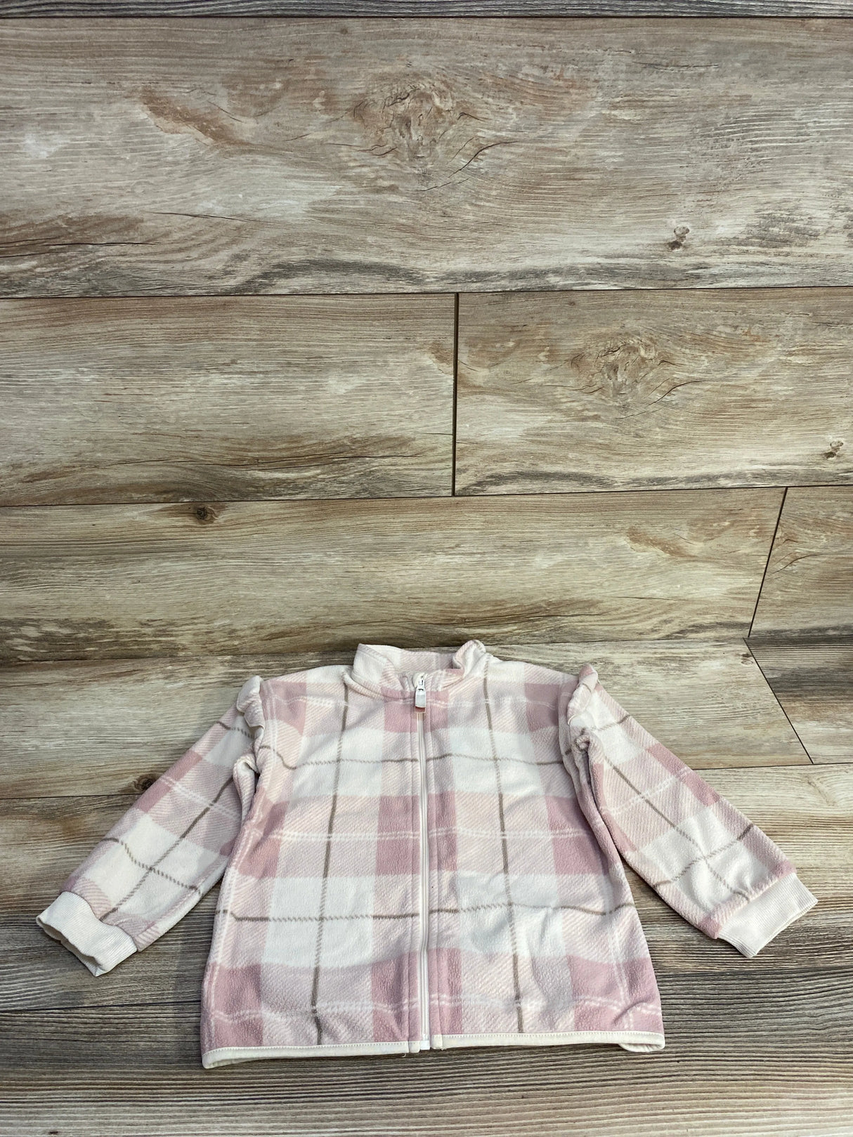 H&M Plaid Full Zip Fleece Pink sz 3T