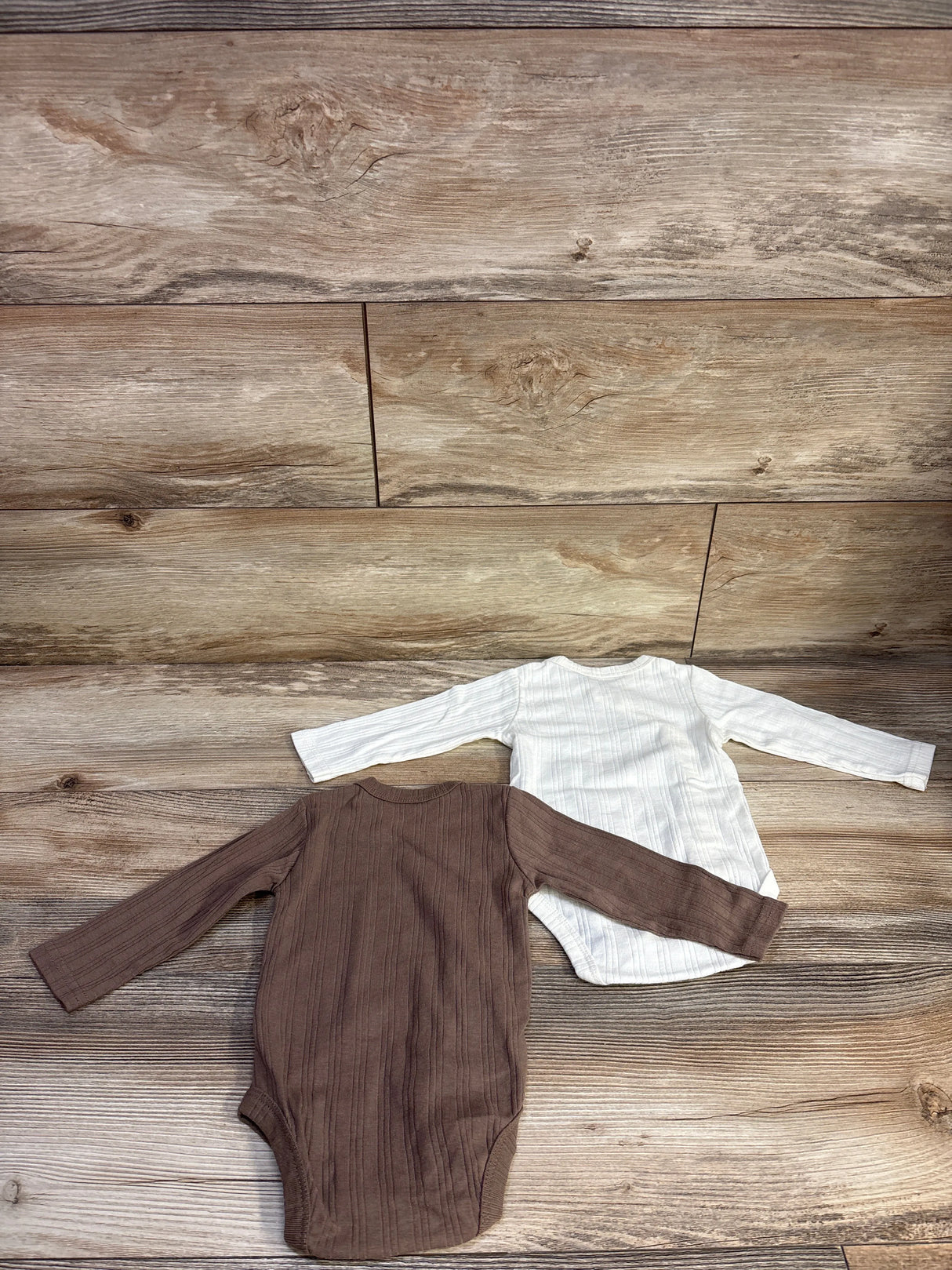 Kyle + Deena 2pk Kimono Ribbed Bodysuits Brown sz 6-9m