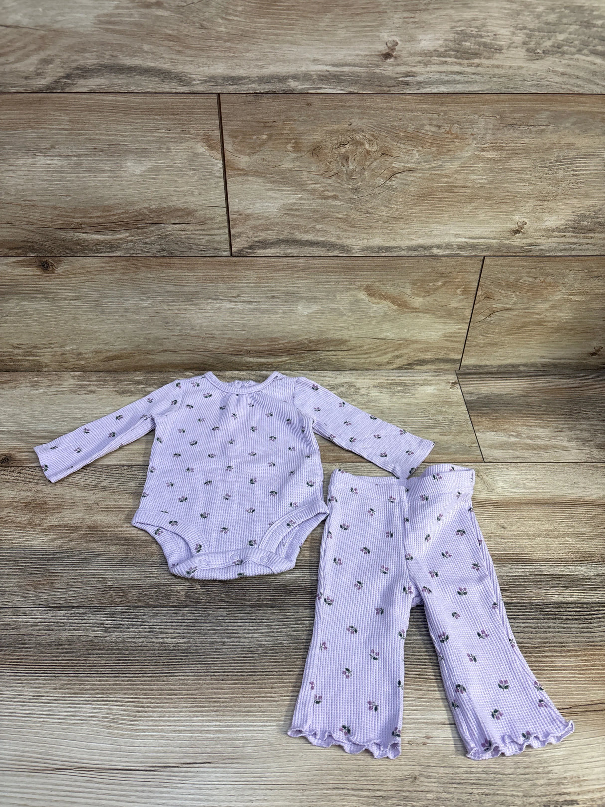 Carter's 2pc Floral Waffle Knit Bodysuit & Pants Set Pink sz 3m