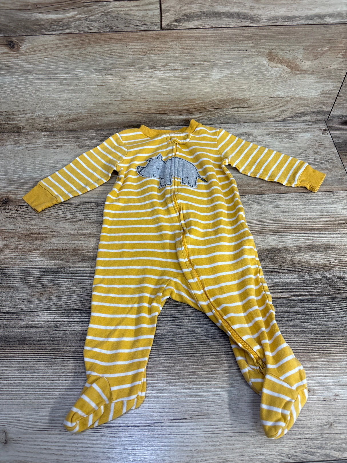 Simple Joys Striped Rhino Print Sleeper Yellow sz 3-6m