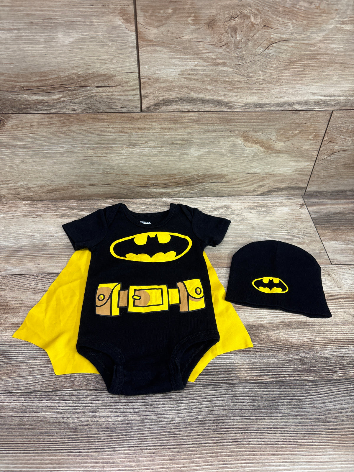 Justice League Batman 2pc Caped Bodysuit & Hat Set Black sz 0-6m