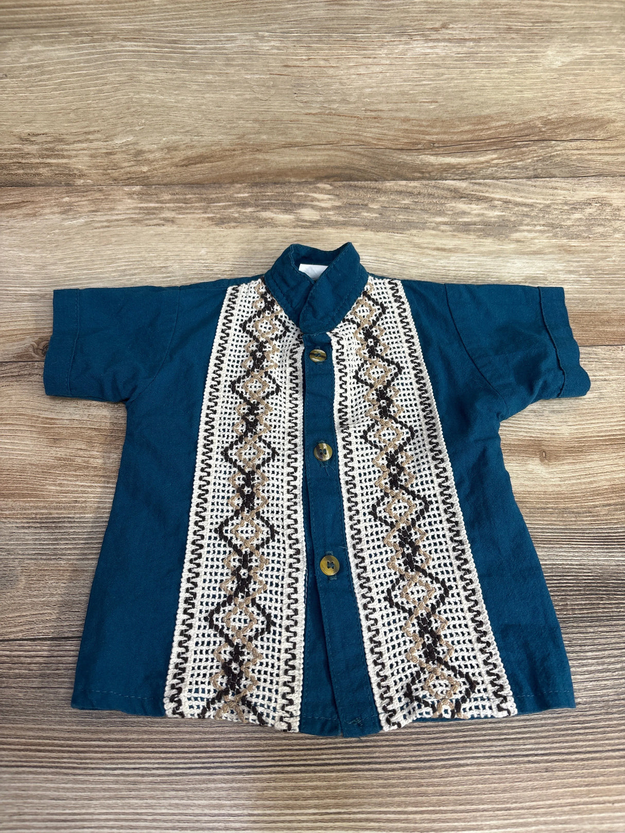 Guayabara Button Up Shirt Teal sz 9-12m