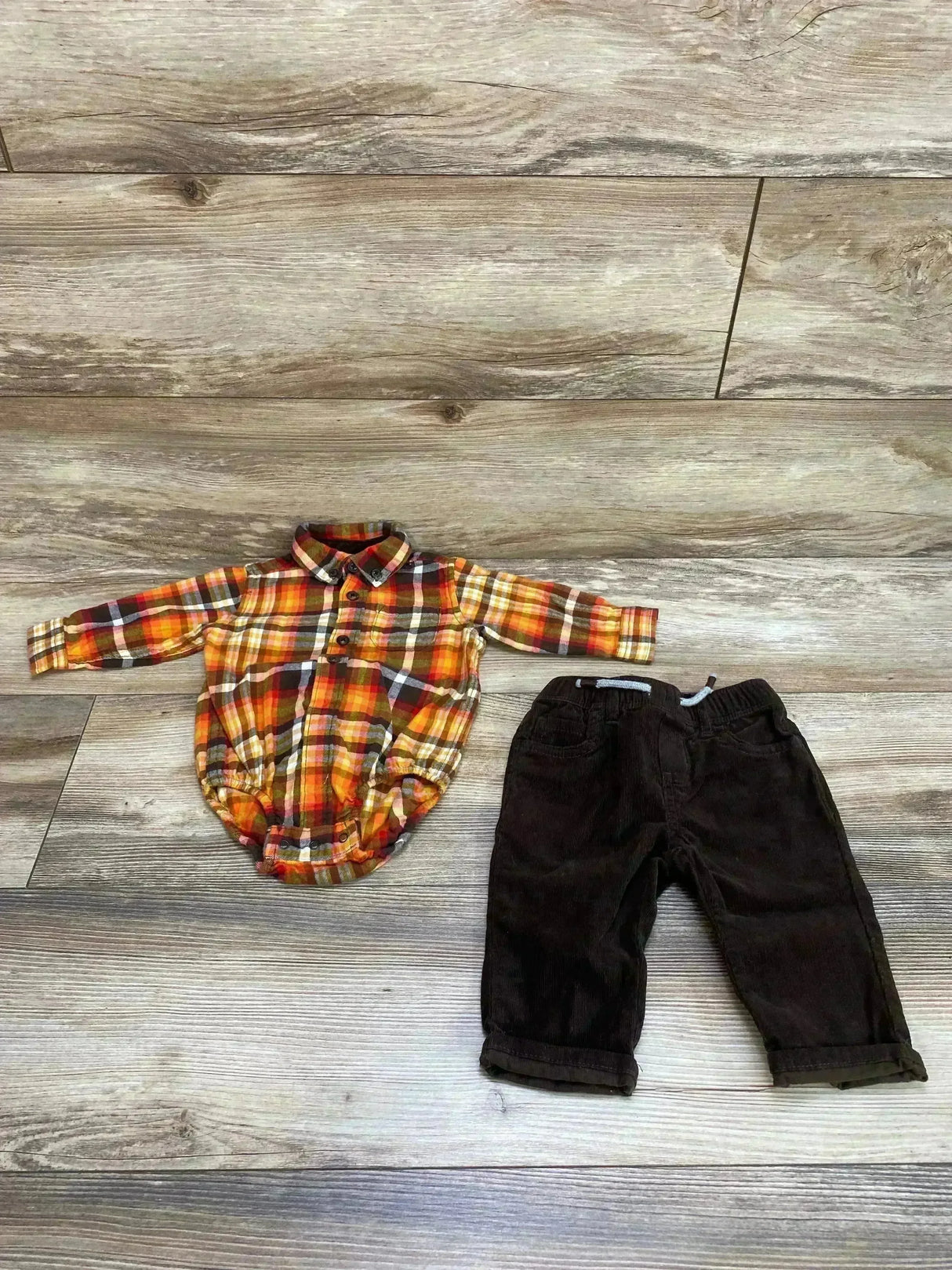 Gymboree 2pc Plaid Bodysuit & Pants Orange sz 3-6m - Me n Mommy To Be