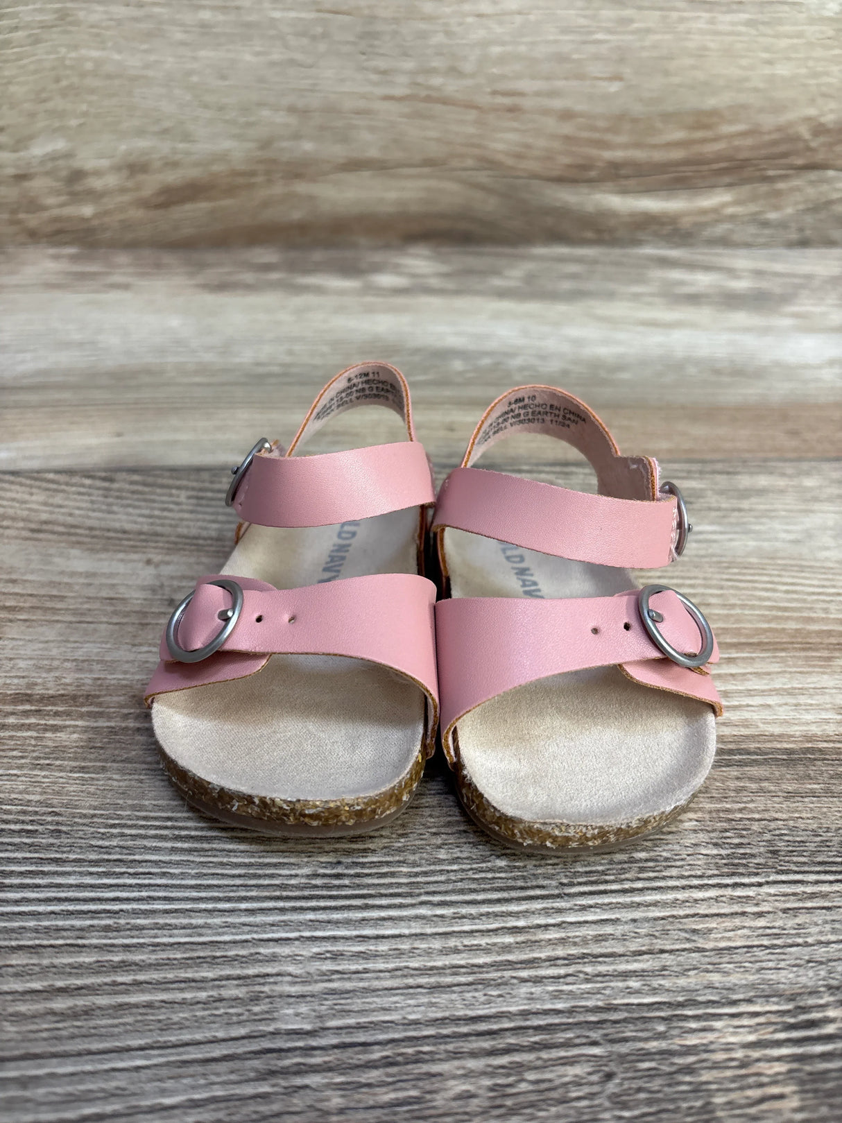 Old Navy Faux-Leather Buckled Strap Sandals Pink Patent sz 3-6m