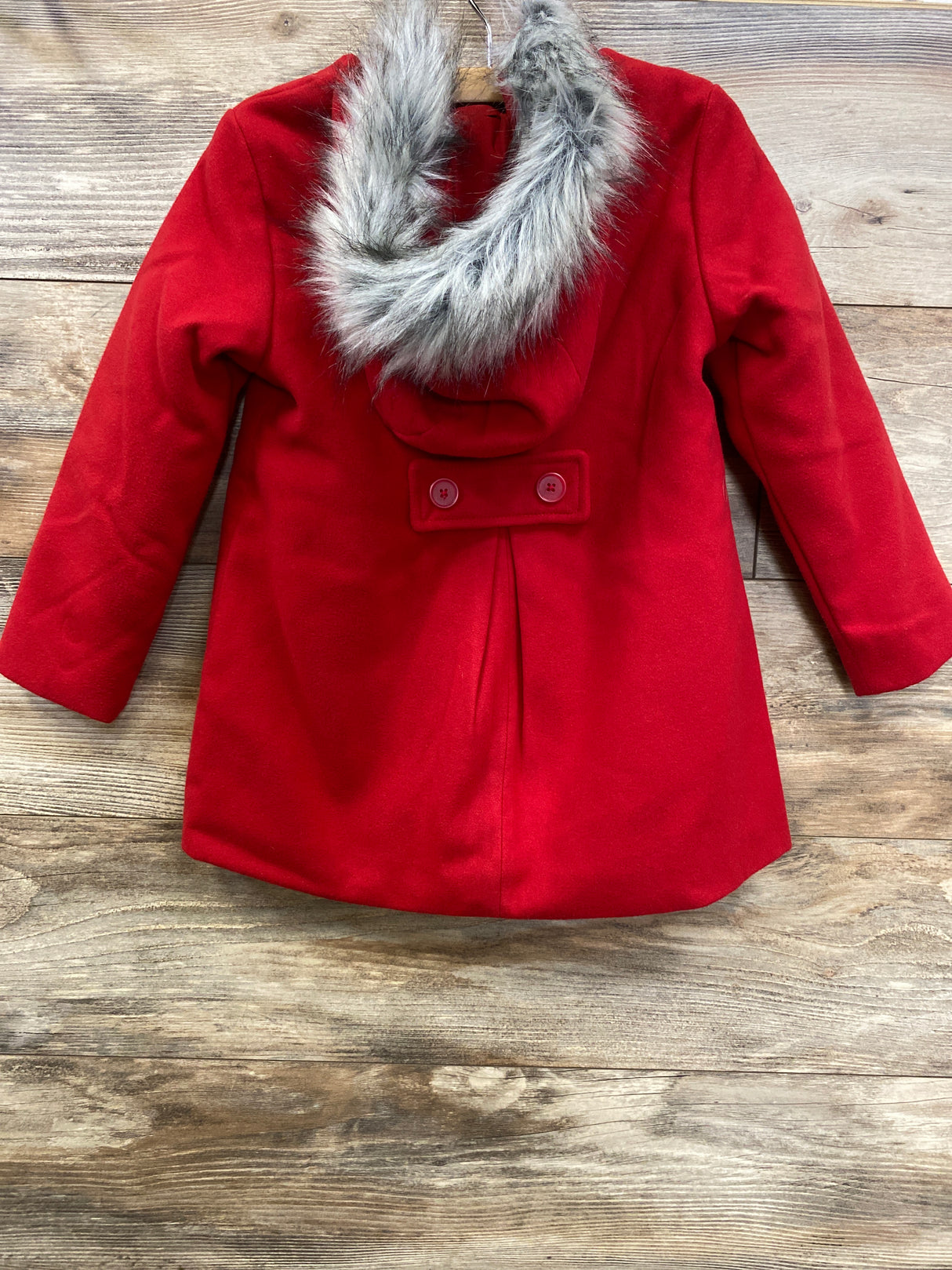 Cat & Jack Faux Fur Lined Pea Coat Dress Red sz 5T