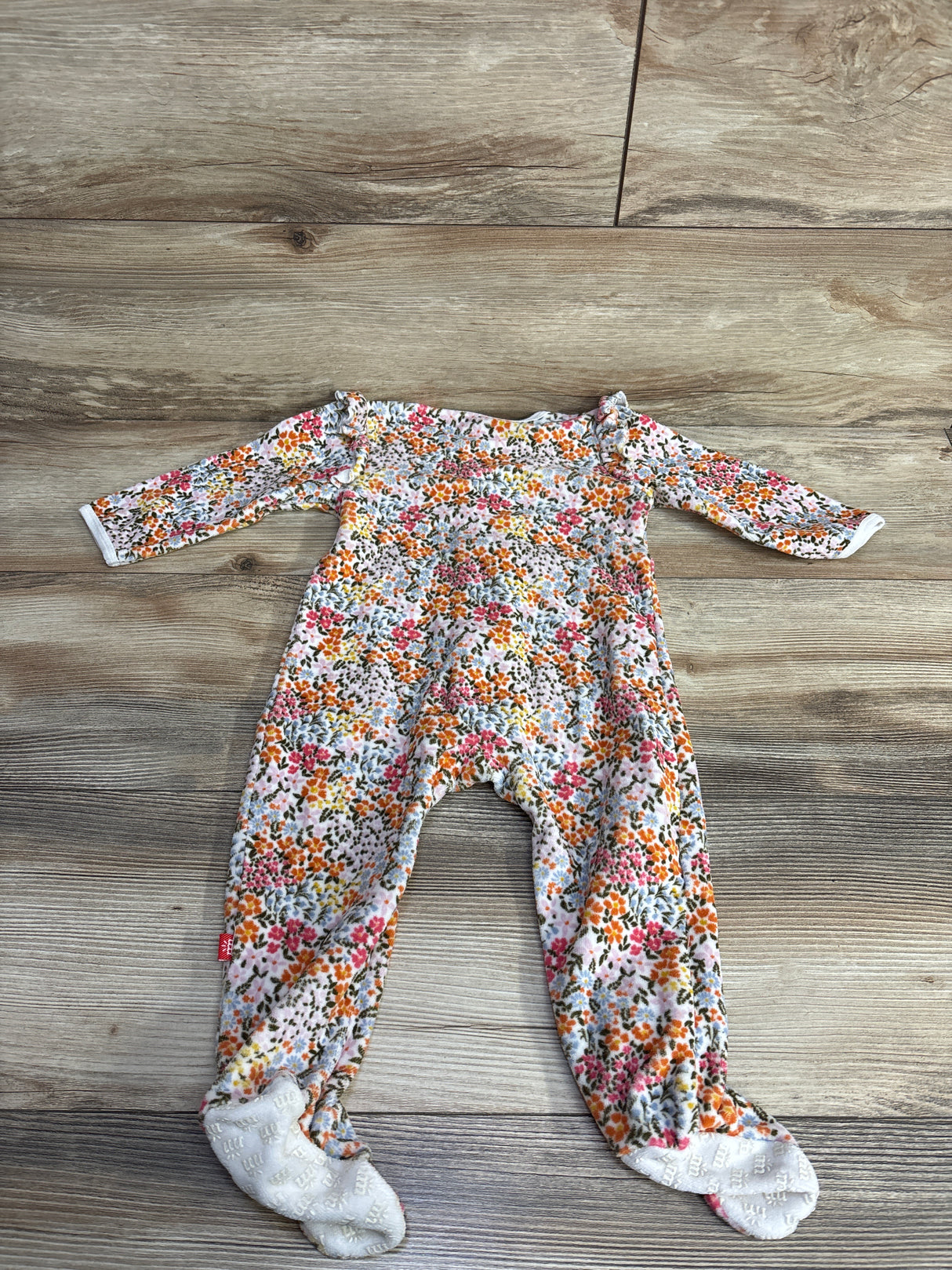 Magnetic Me Ditsy Garden Velour Footie Pink sz 9-12m